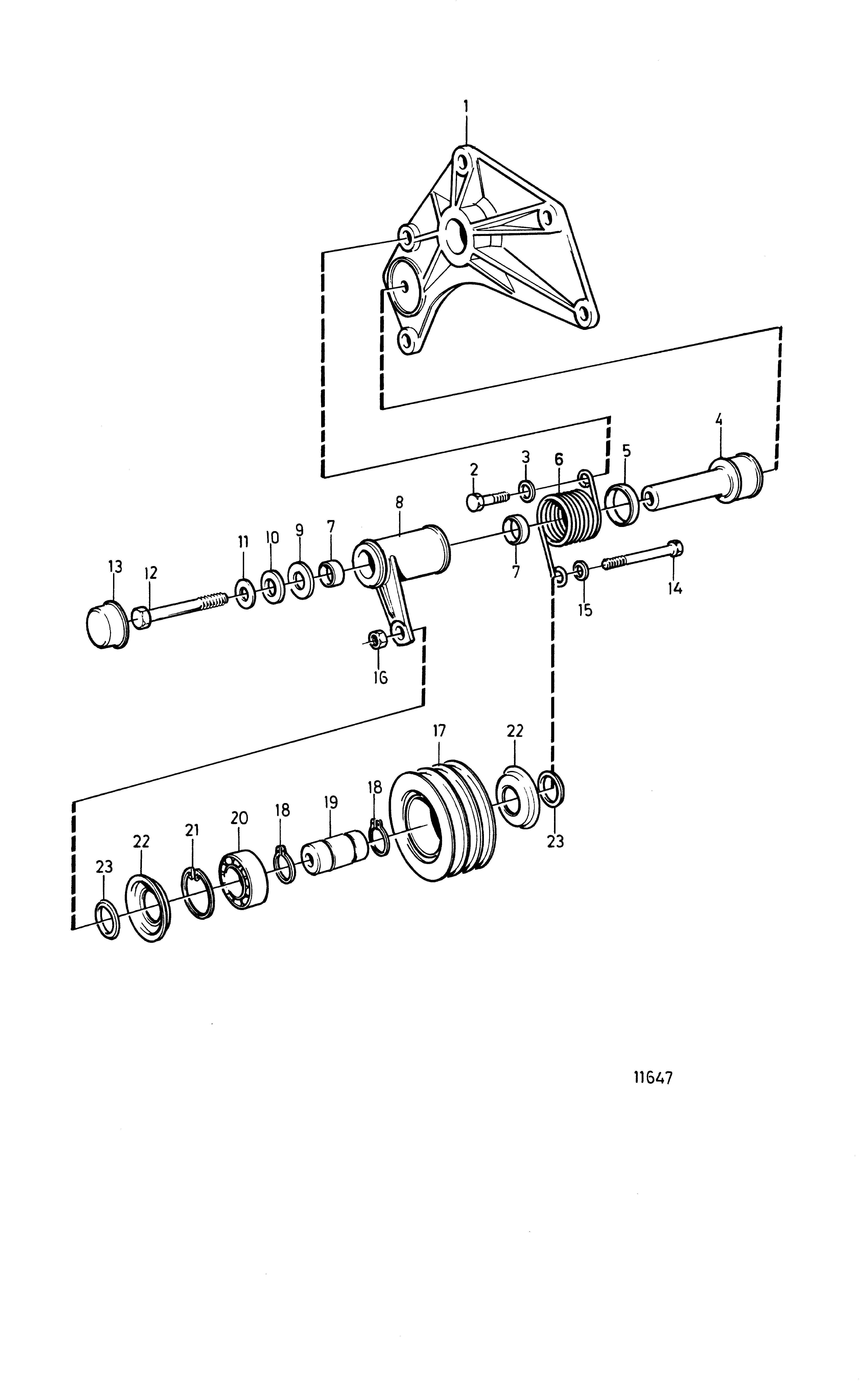 Dispositif de tendeur de courroie pour moteur refroidi par radiateur