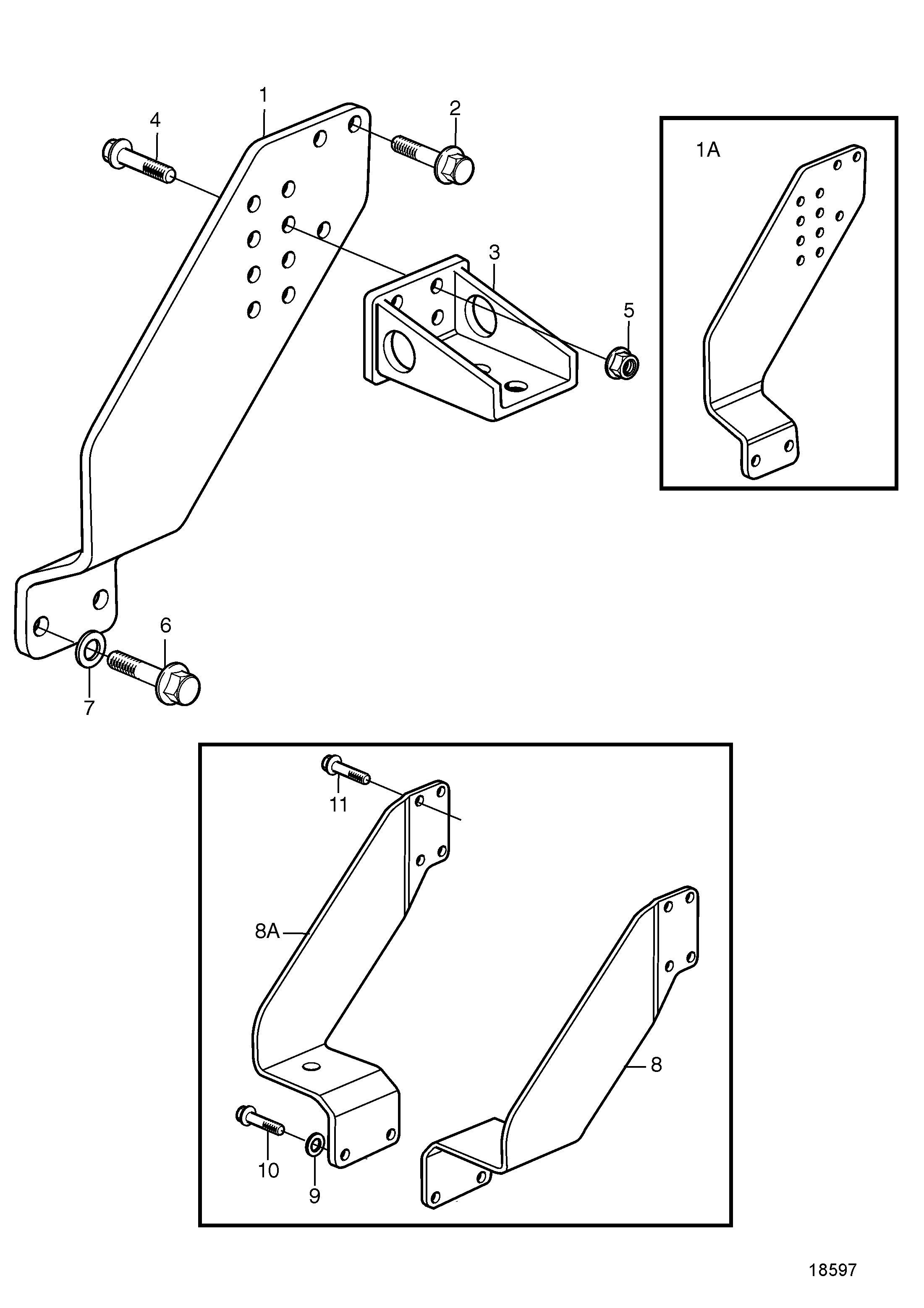 Supports moteur pour marche arrière ZF 280IV 28''/22.5''