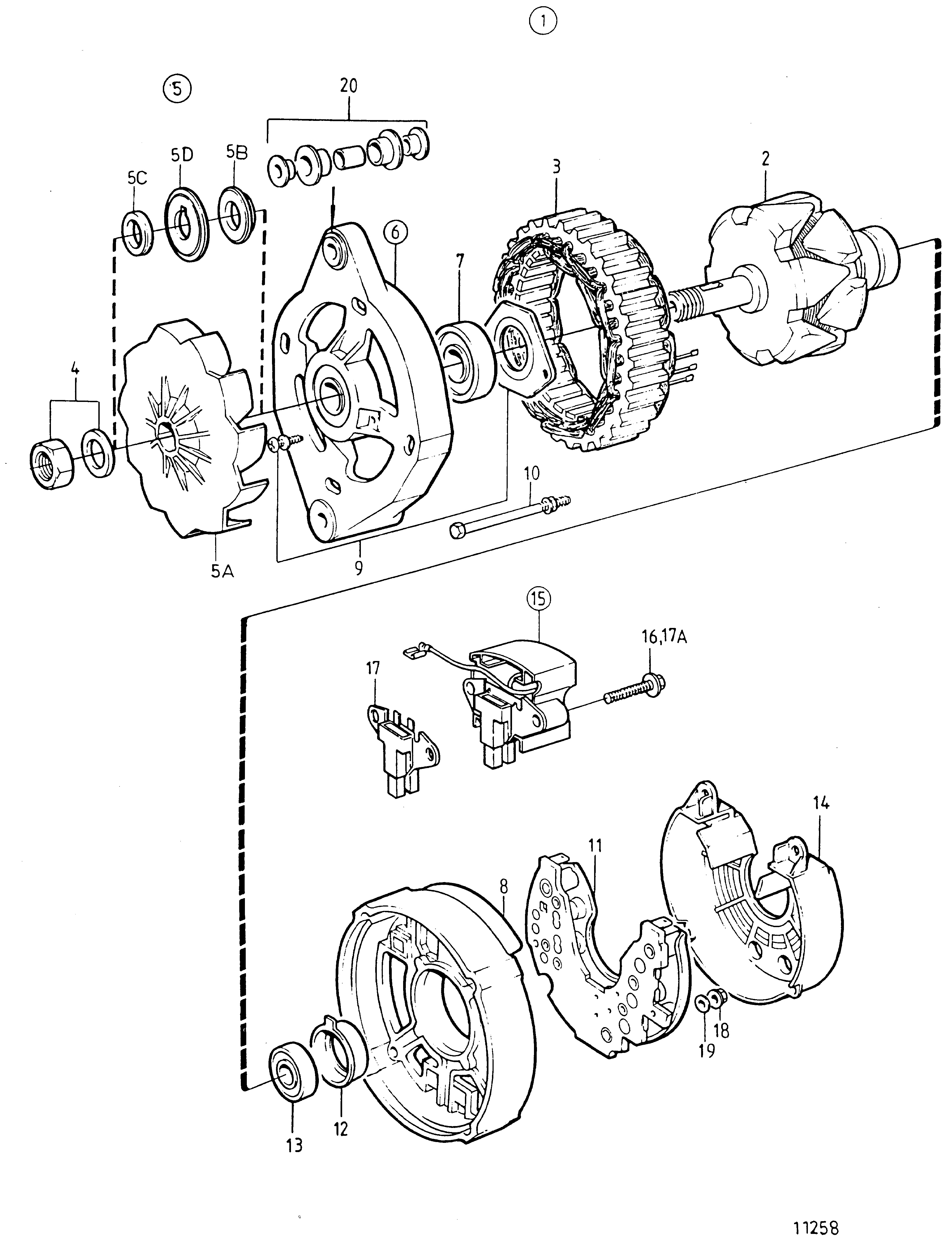 Alternateur 14 V 50 A, Composants