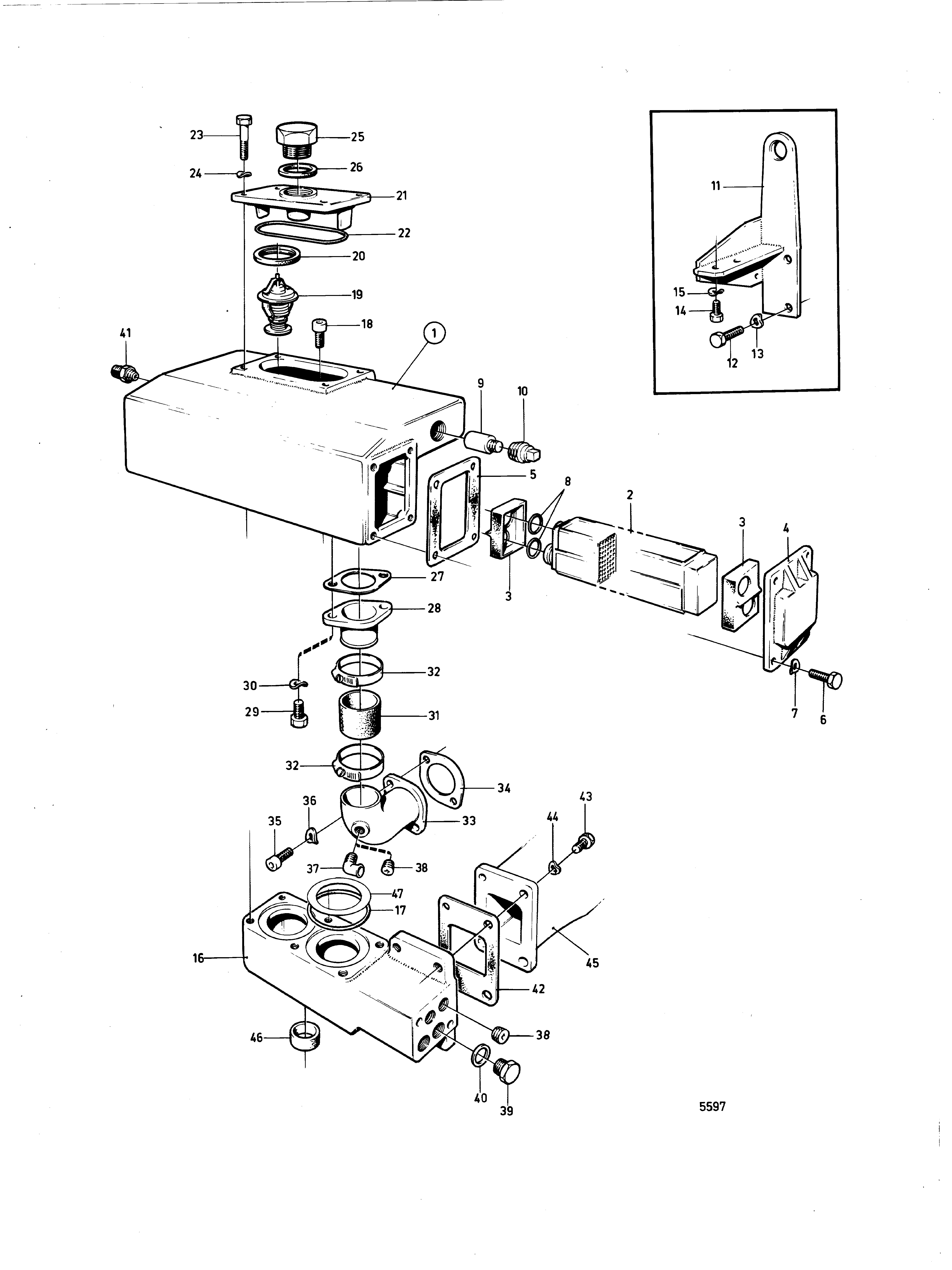 Échangeur de température et thermostat, avec pièces de montage