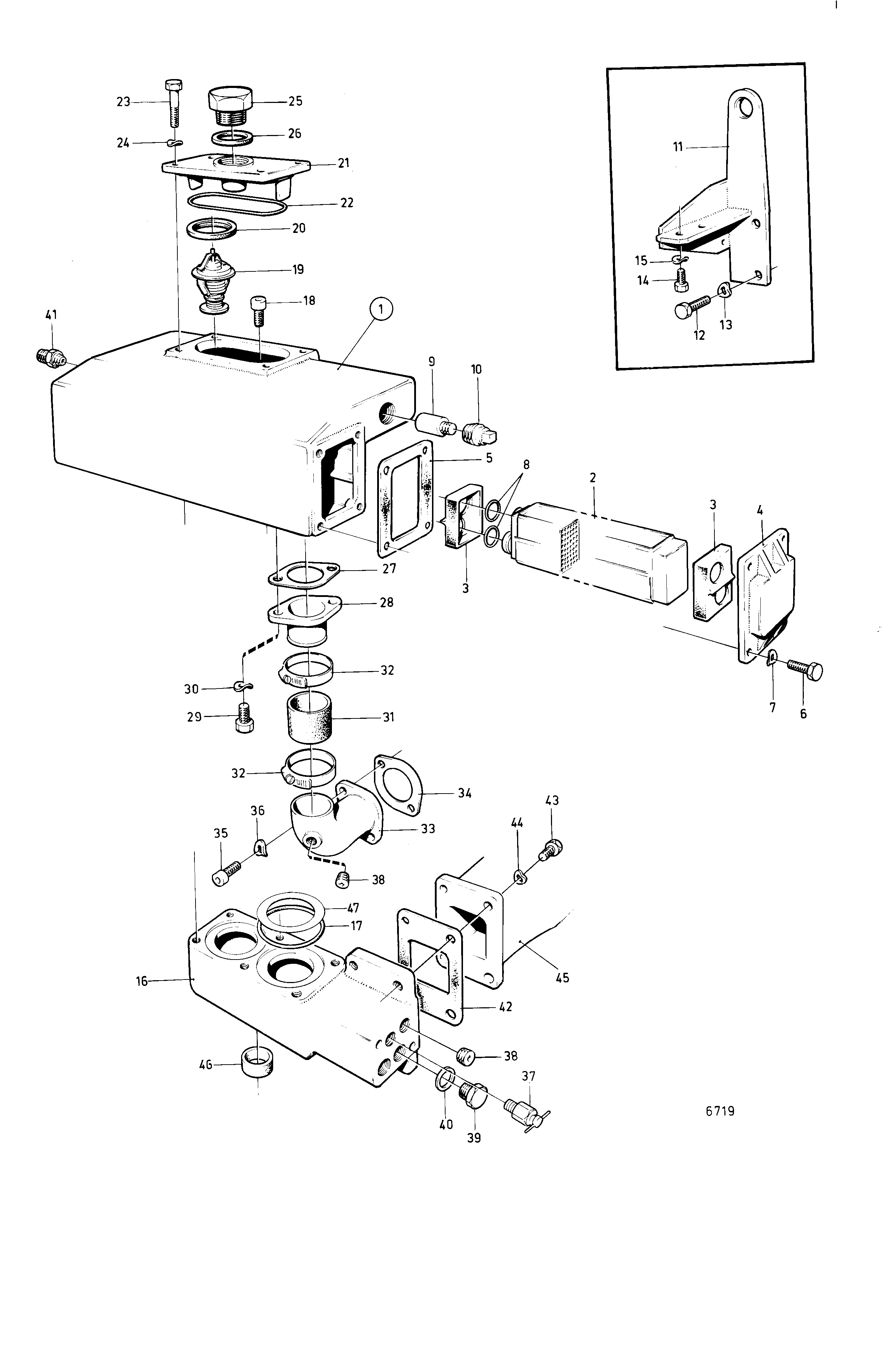 Échangeur de température et thermostat, avec pièces de montage