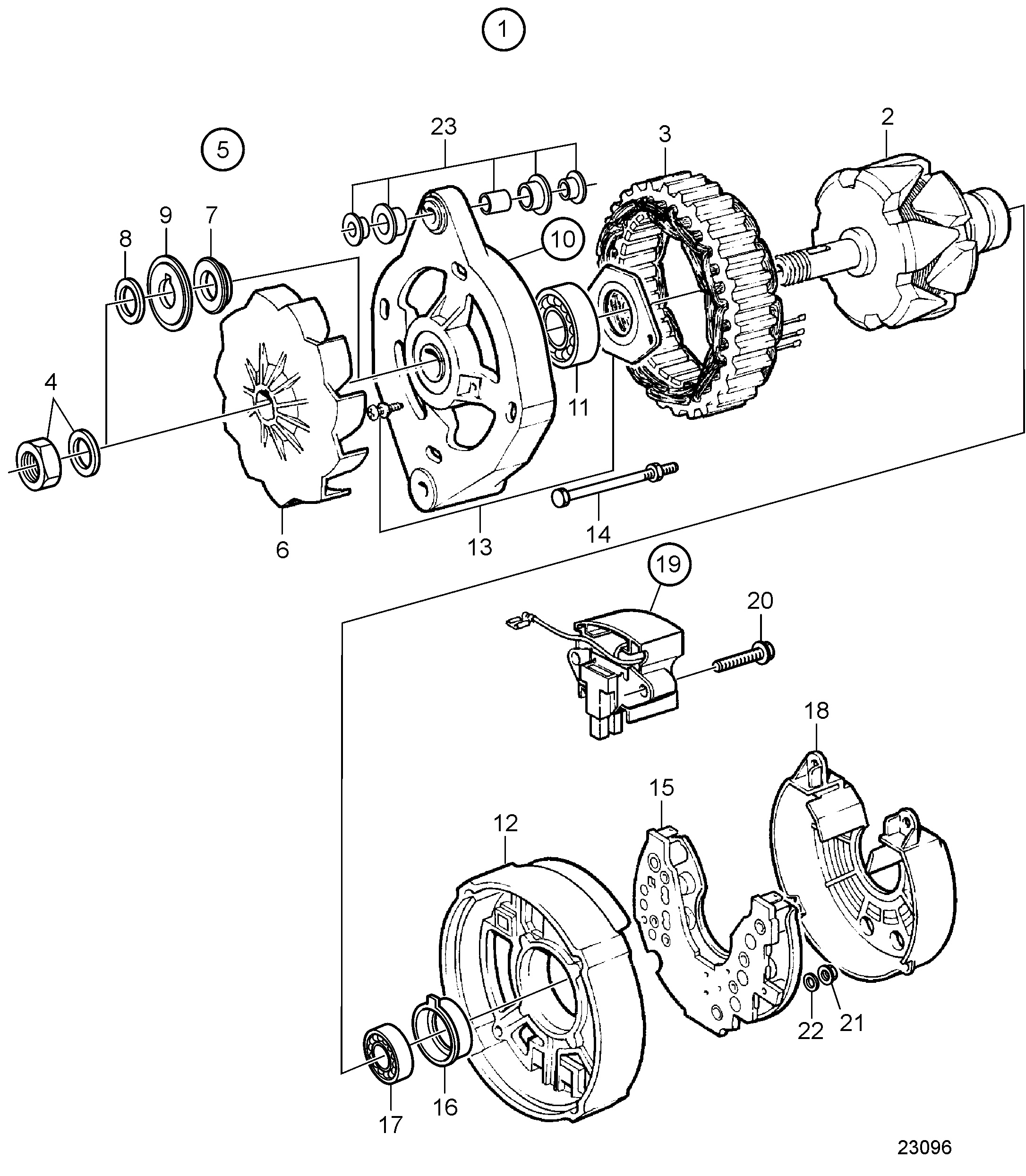 Alternateur 14 V 60 A, Composants