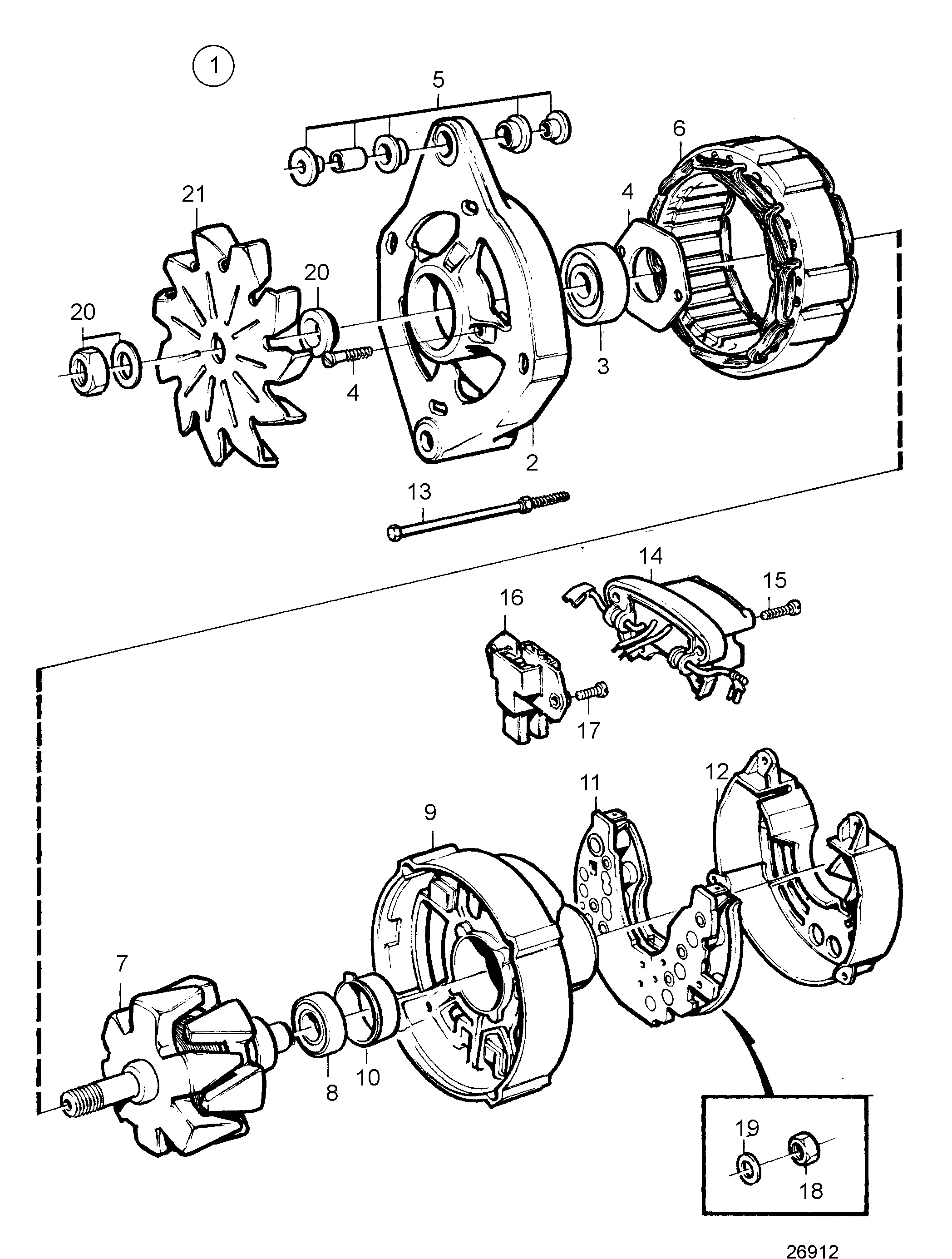 Alternateur 28 V 60 A, Composants