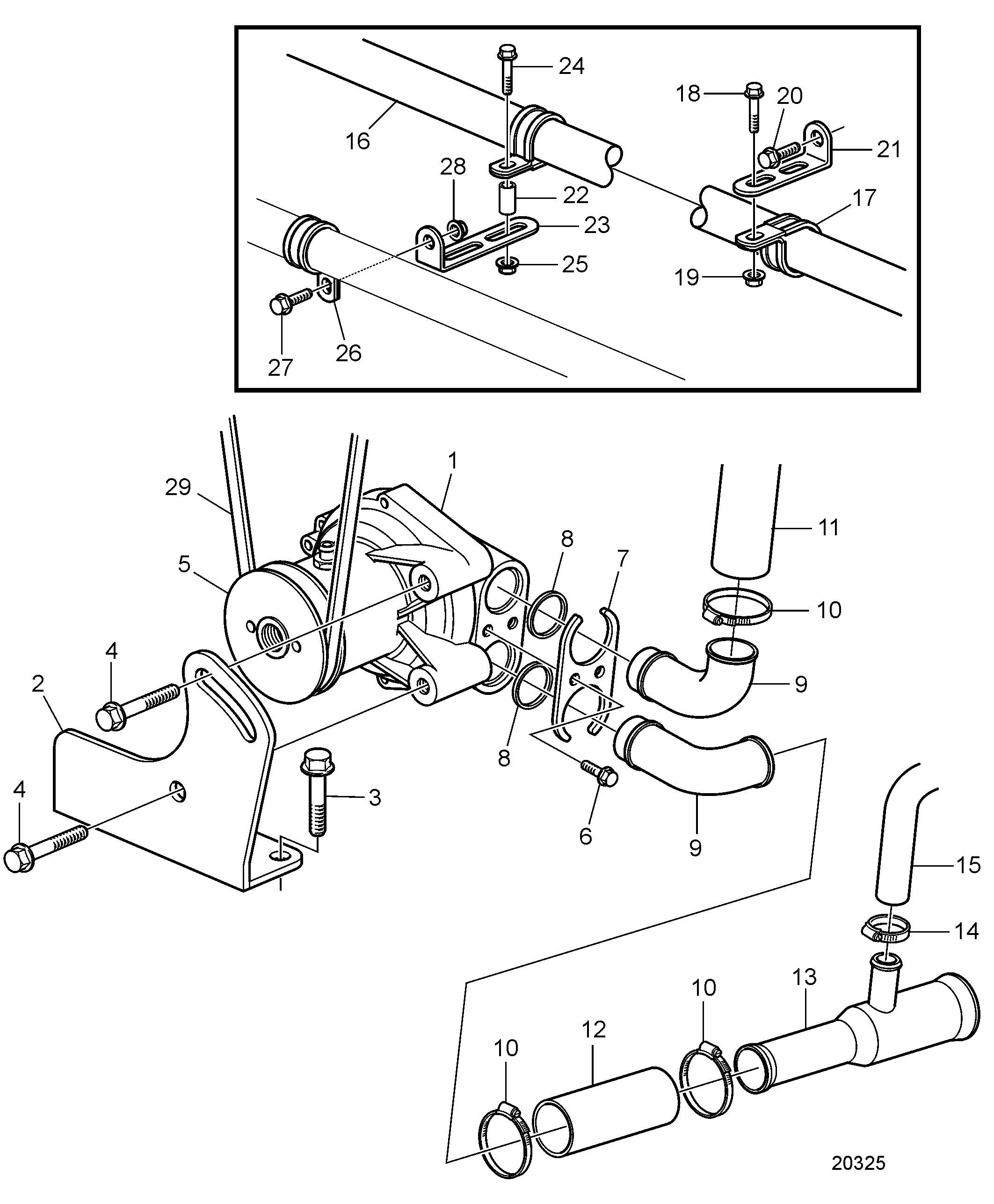 Système de refroidissement externe, pompe à eau