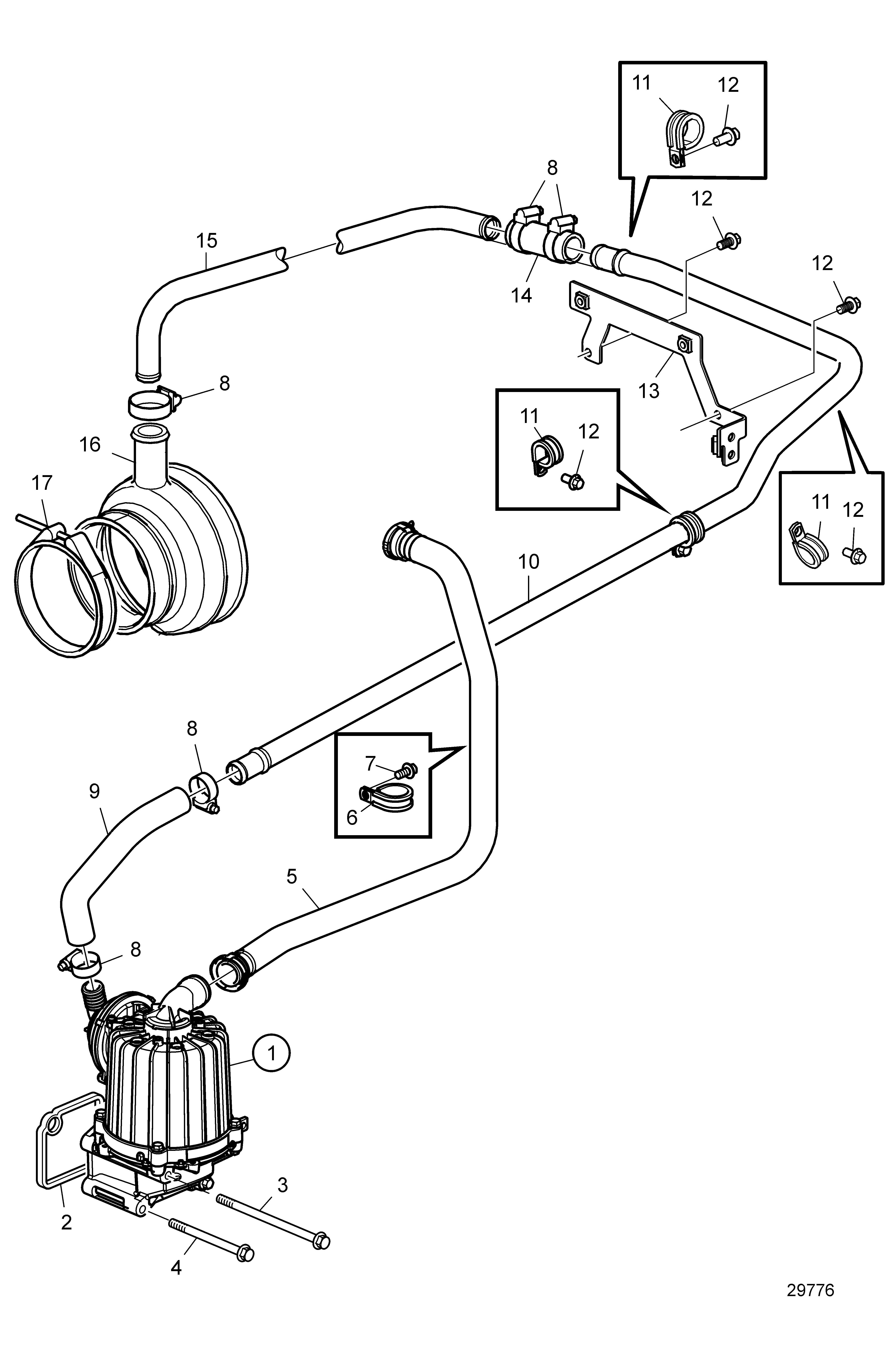 Ventilation du carter moteur, fermée