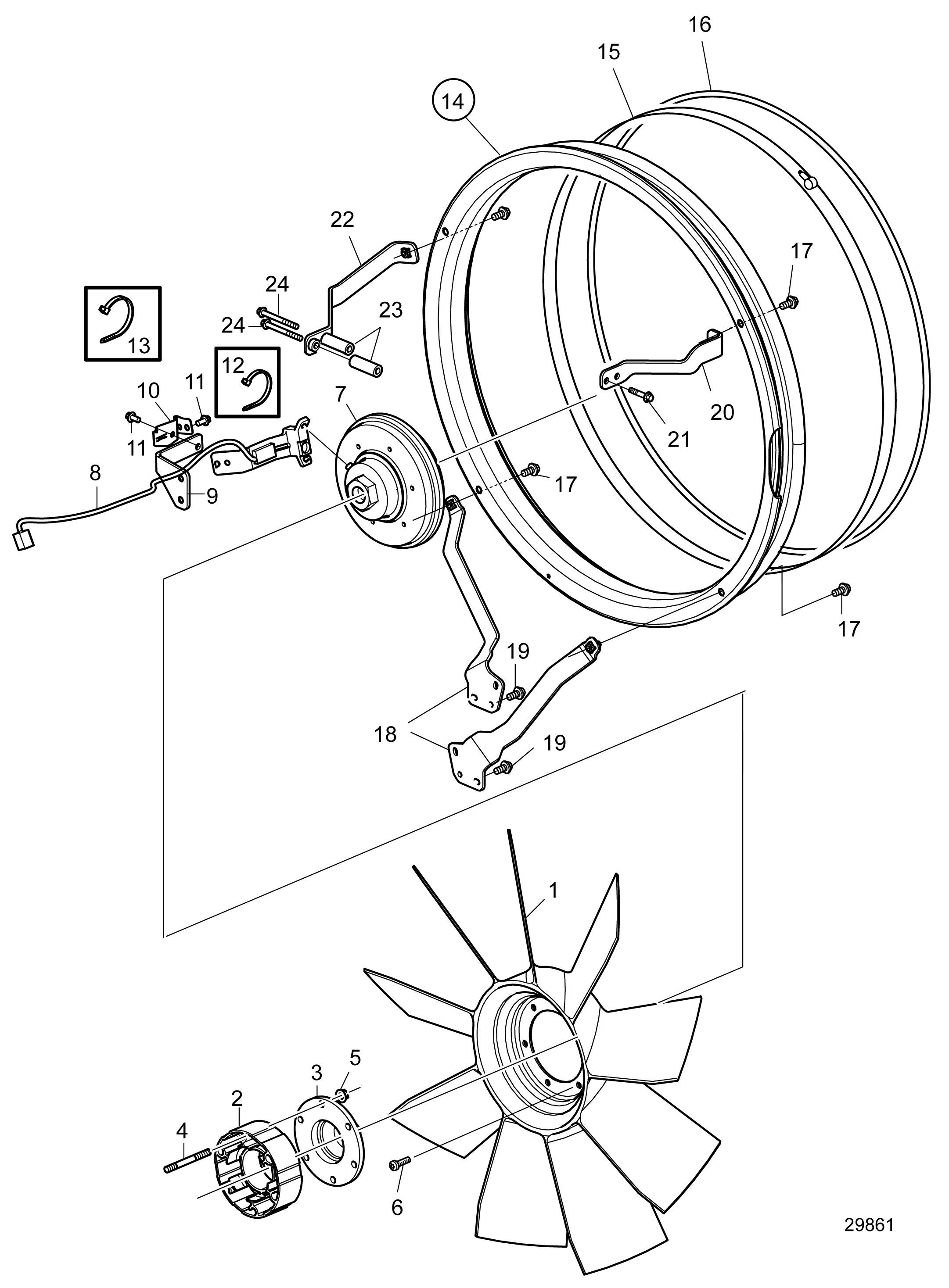 Ventilateur visco et anneau de ventilateur, D=750mm