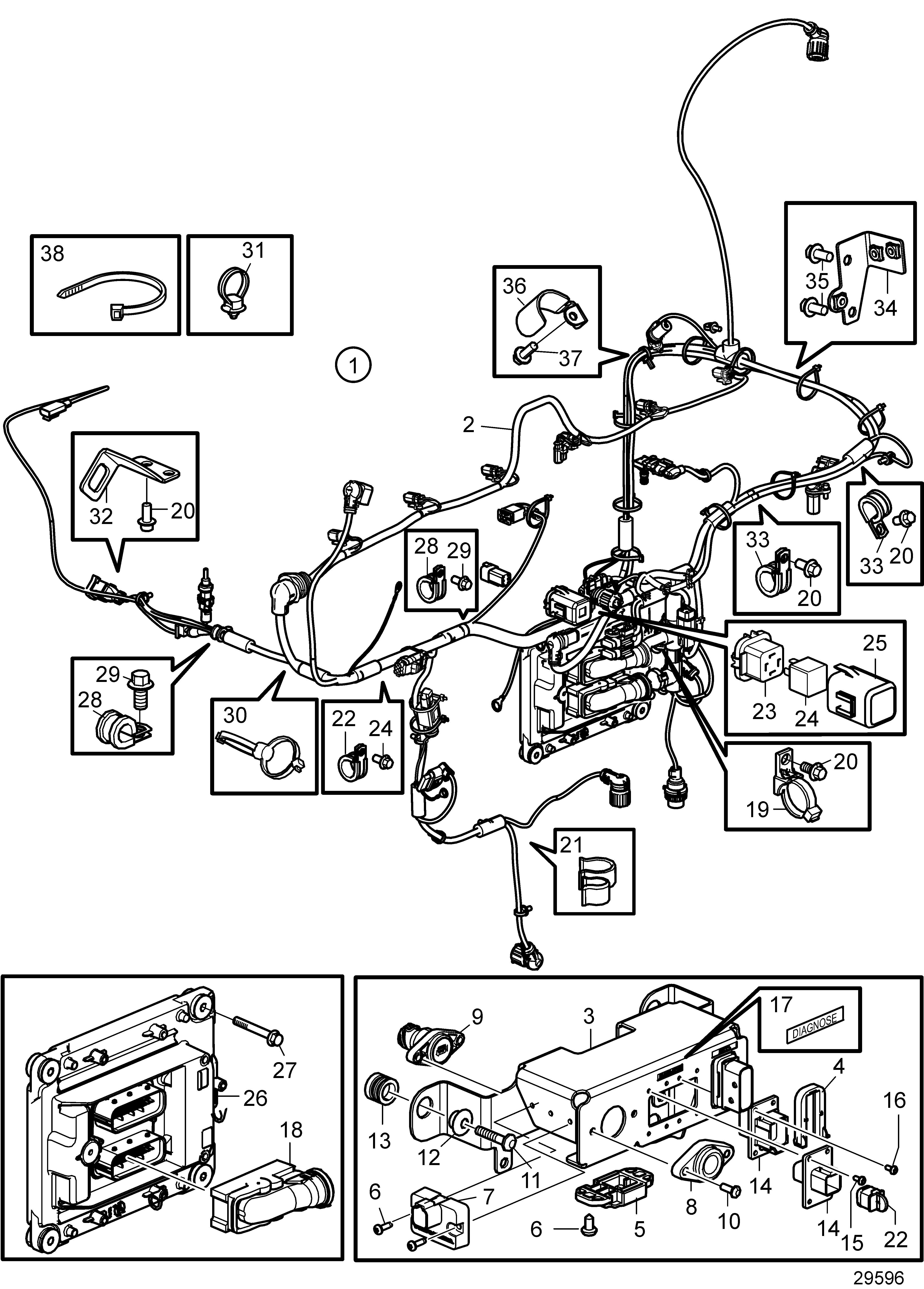 Système électrique, faisceau de câblage du moteur