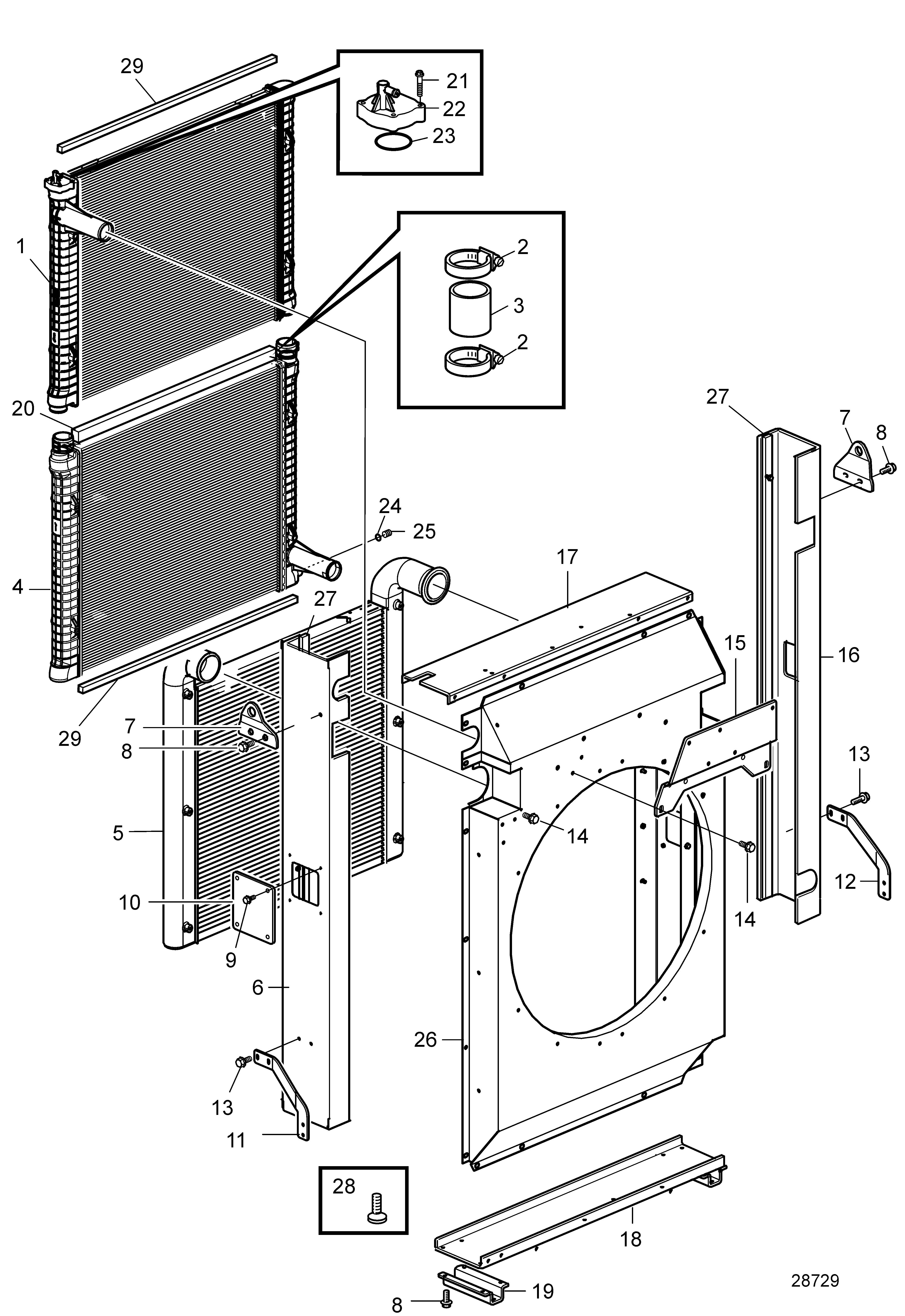 Radiateur et refroidisseur d'air de suralimentation, soufflant