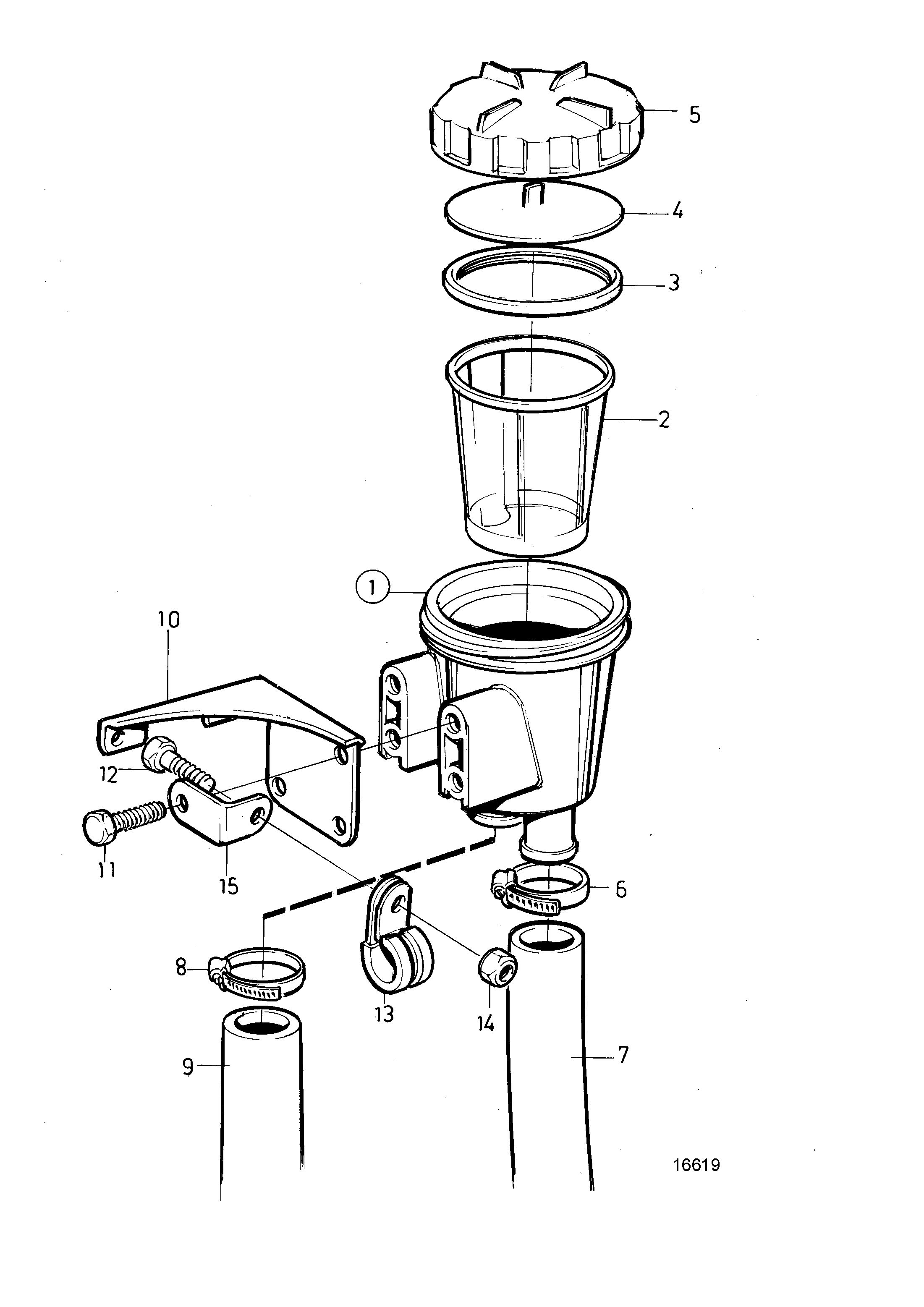 Filtre à eau de mer pour moteur avec transmission SX