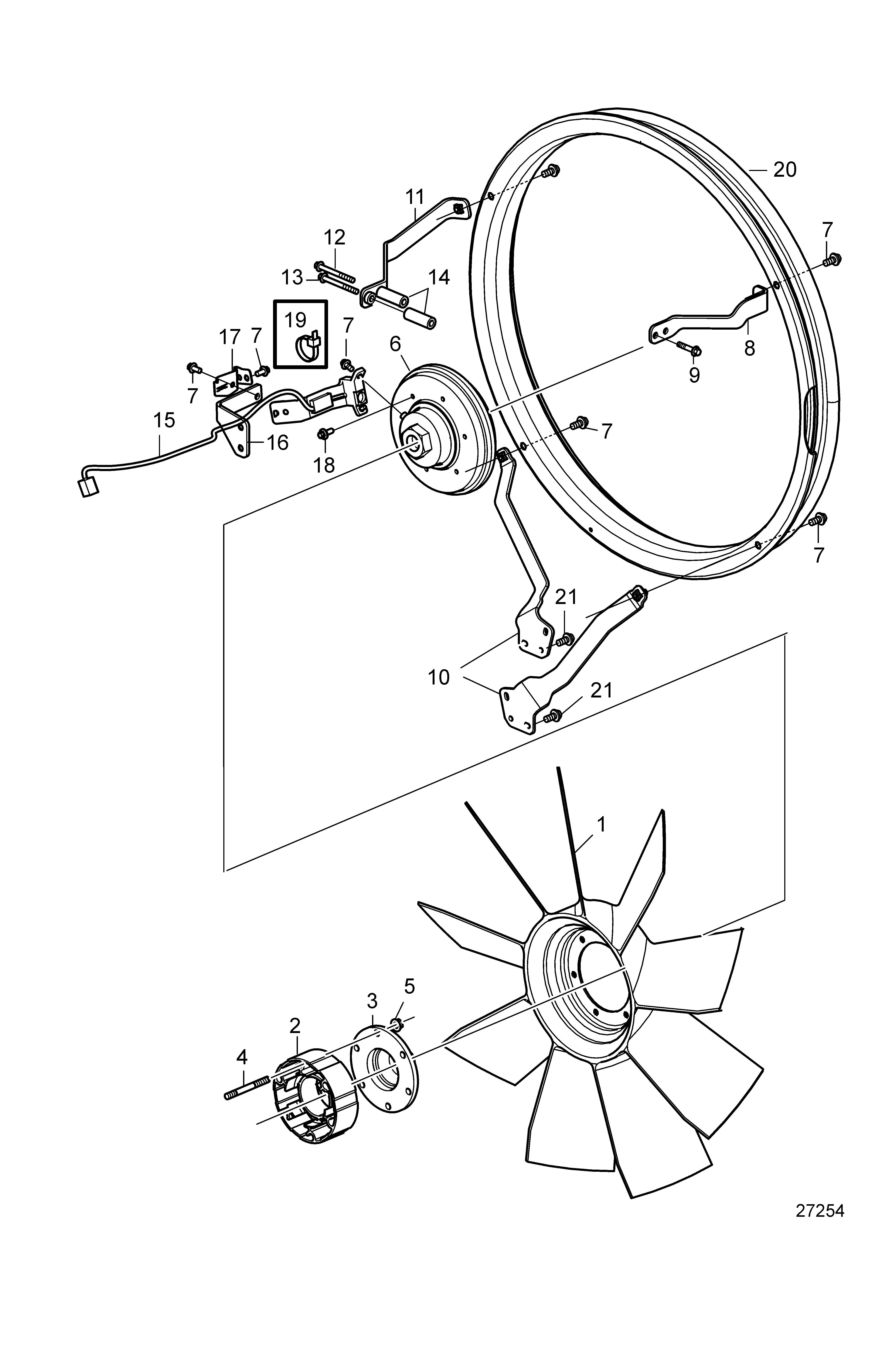 Ventilateur visco et anneau de ventilateur, D=750mm