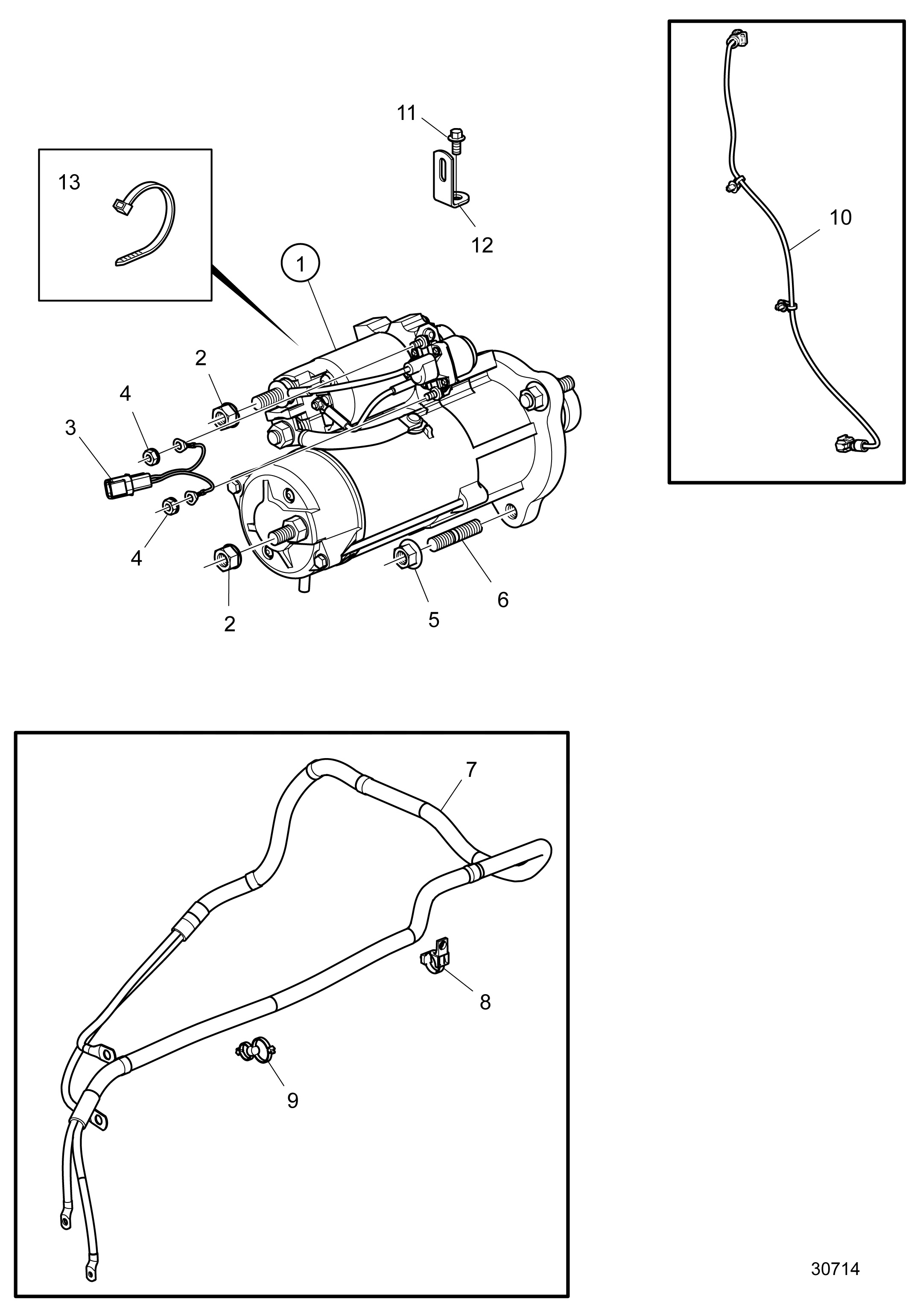 Démarreur pour carter de volant moteur avec double prise mouvement