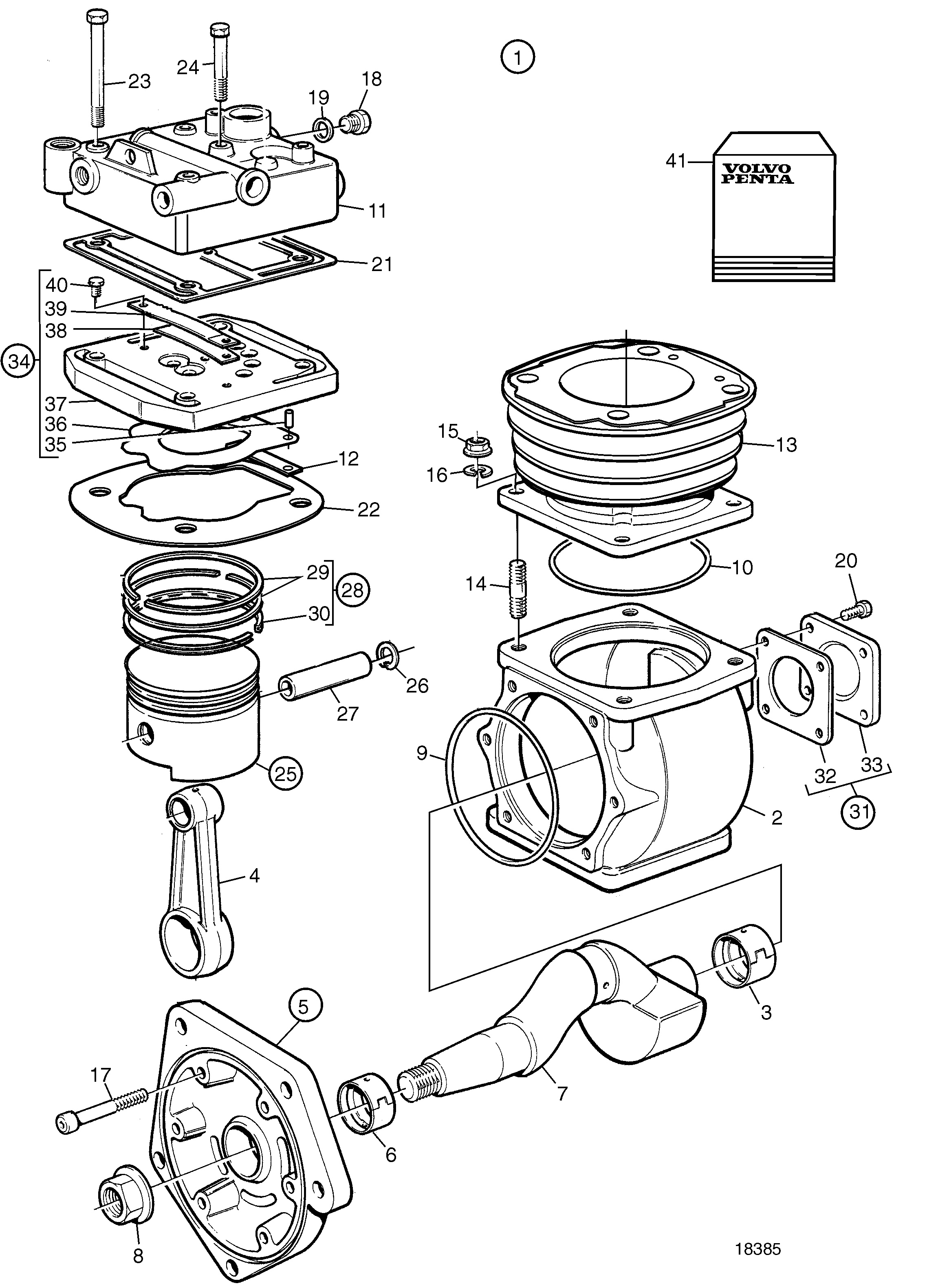 Compresor de aire Knorr LK3986, componentes