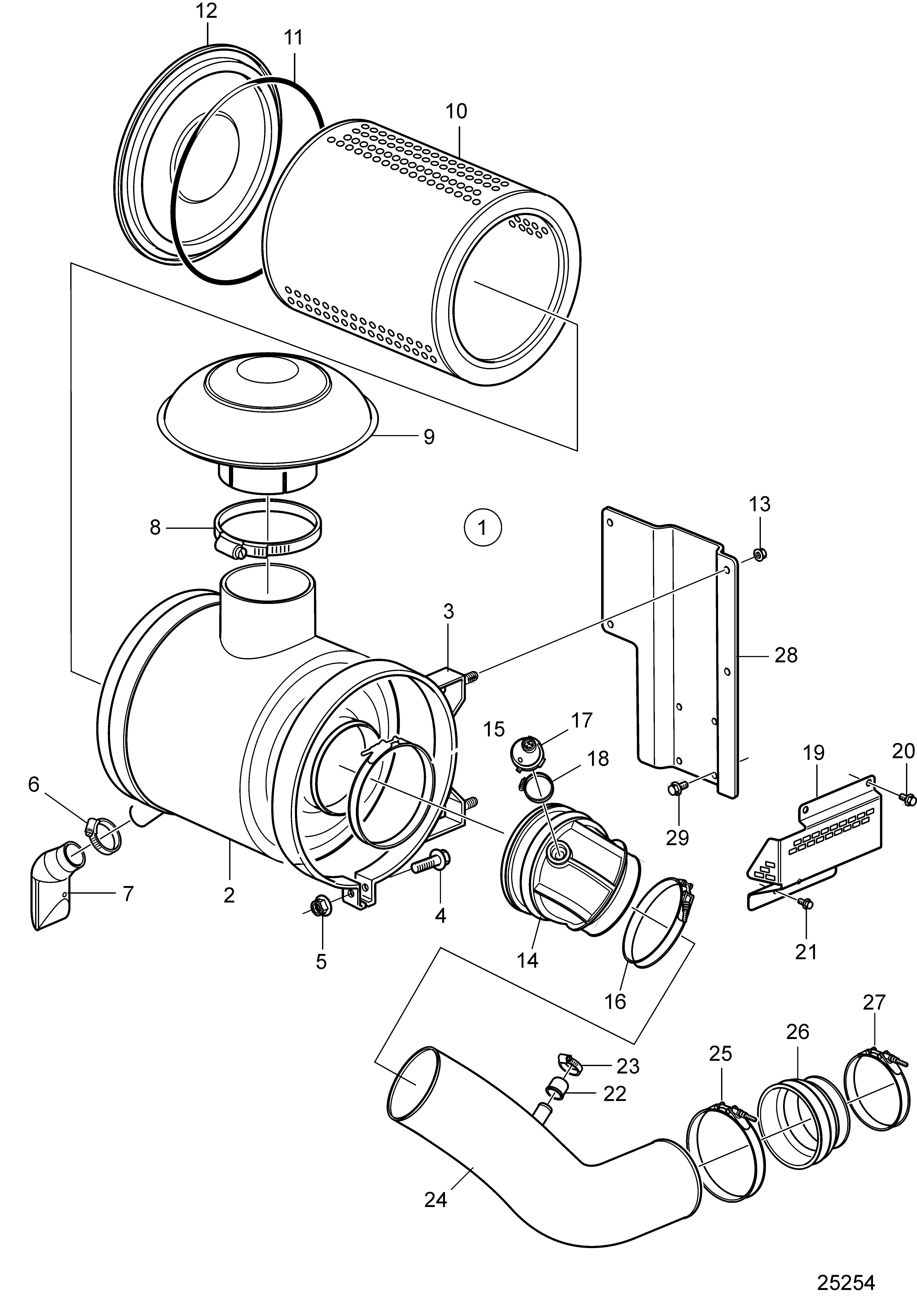 Filtre à air avec éléments de montage, utilisation moyenne