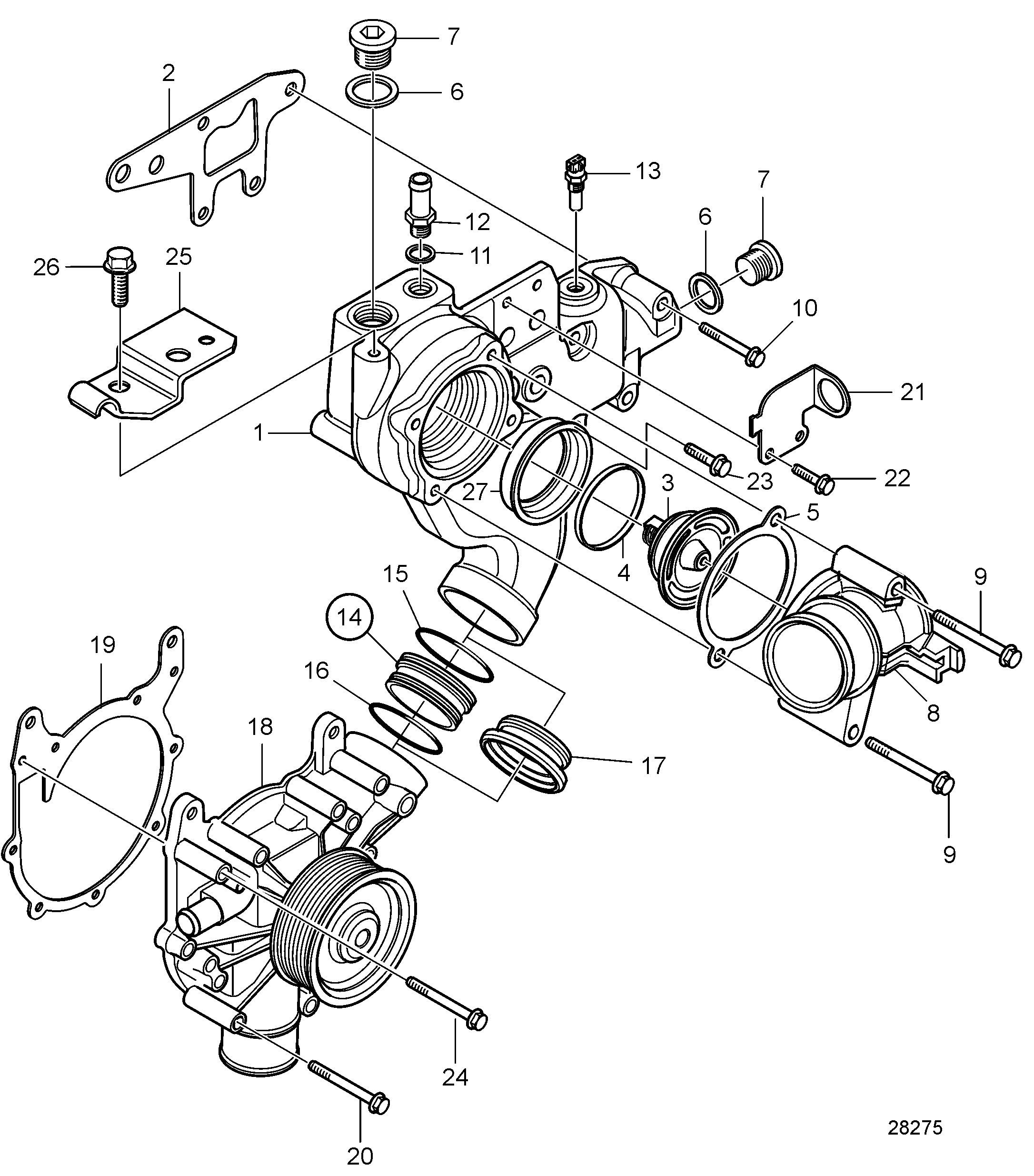 Pompe à eau et boîtier de thermostat