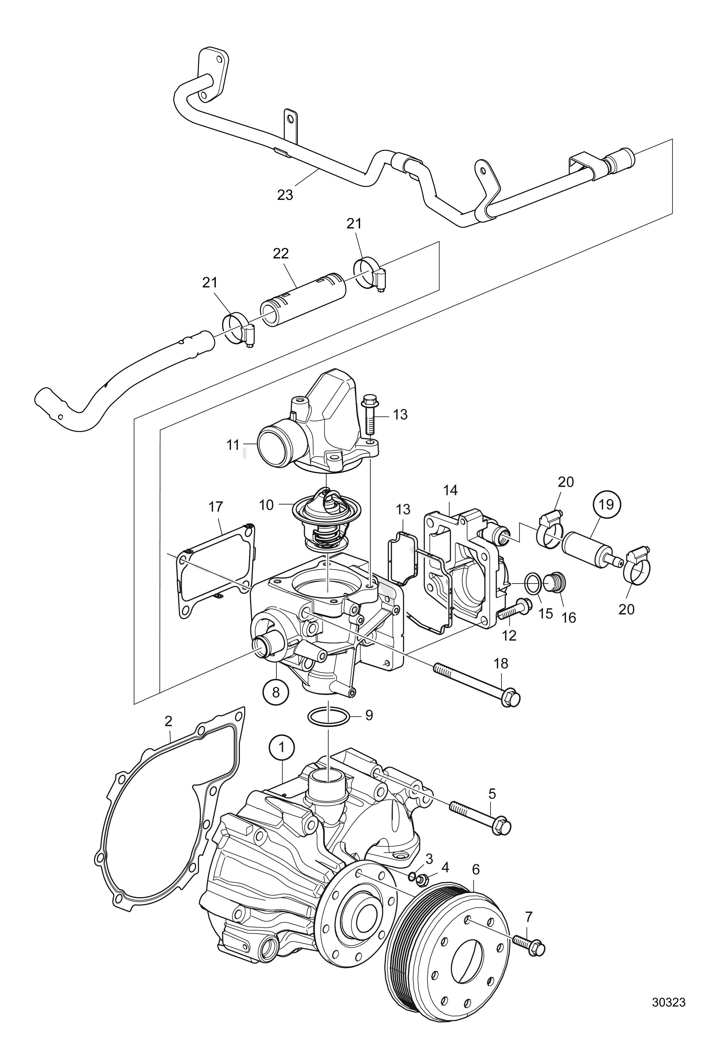 Pompe à eau et boîtier de thermostat SN41097154-