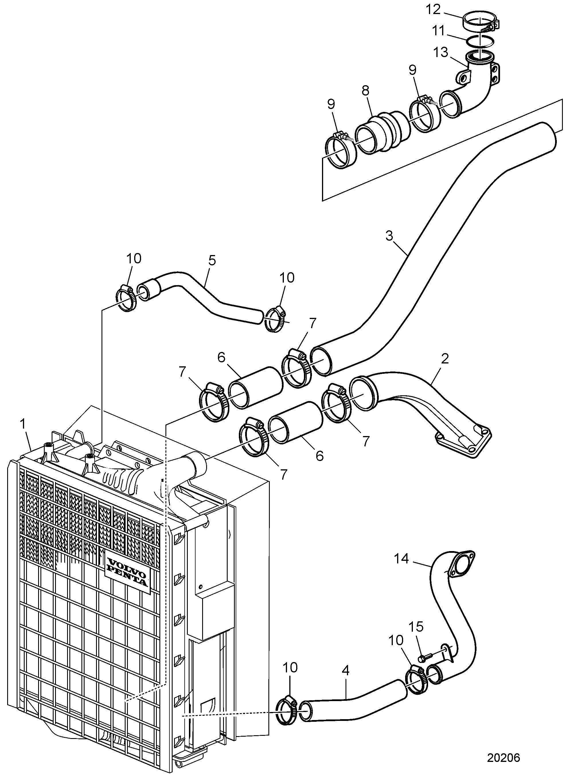 Radiateur et ventilateur avec pièces de connexion. Aspiration