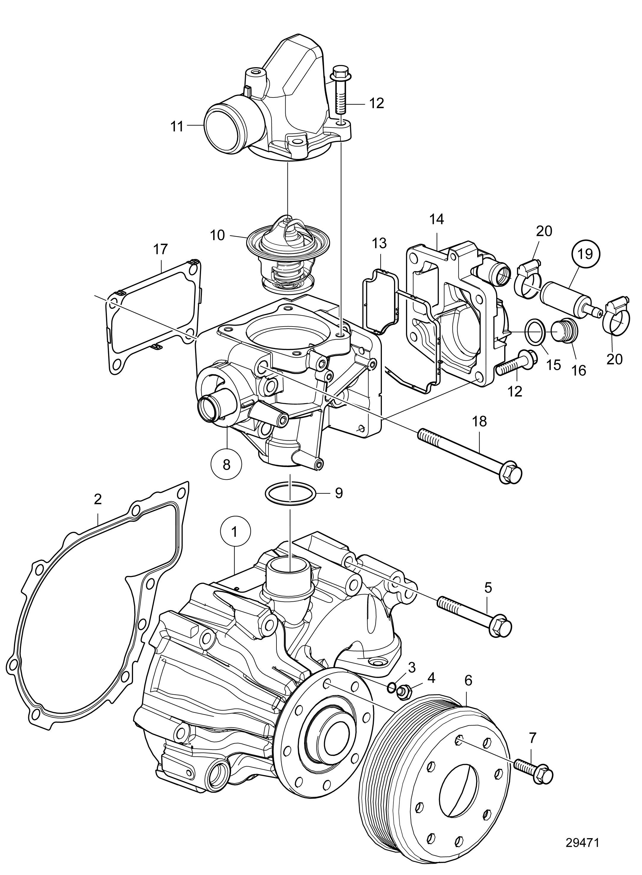 Pompe à eau et boîtier de thermostat SN-41097153