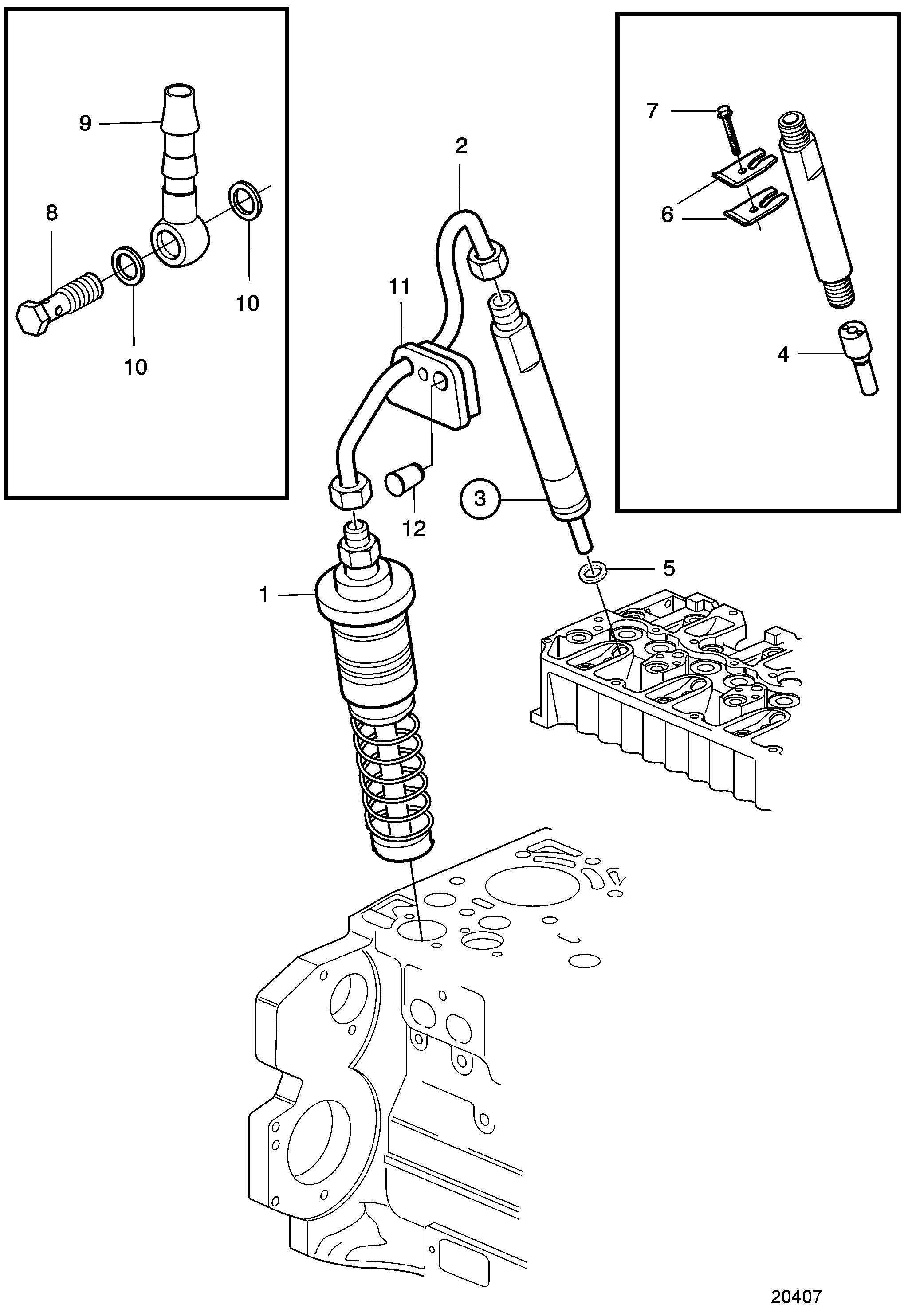 Injecteur de carburant et tuyaux de distribution. Étape 2, niveau 2