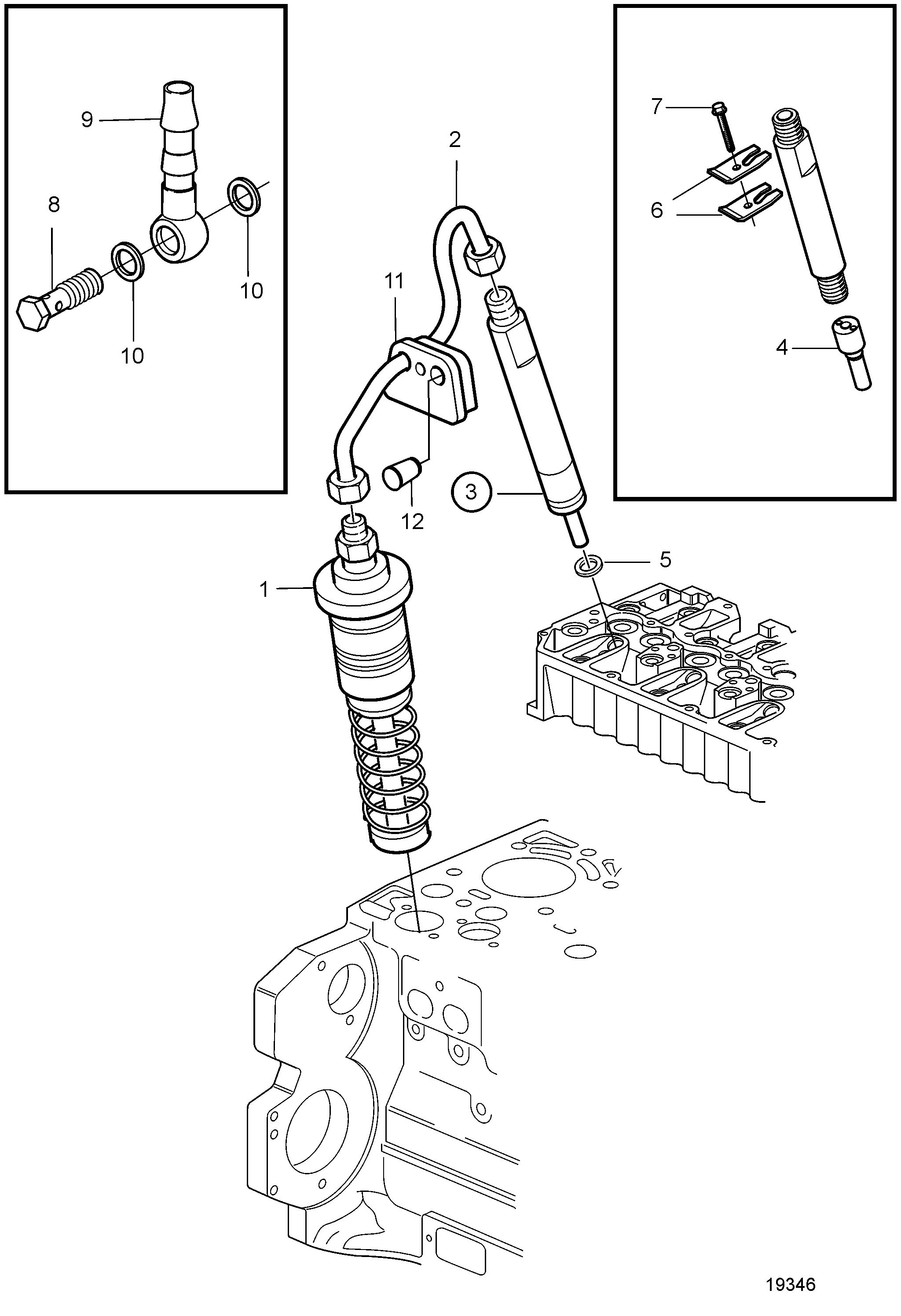 Injecteur de carburant et tuyaux de distribution. Étape 2