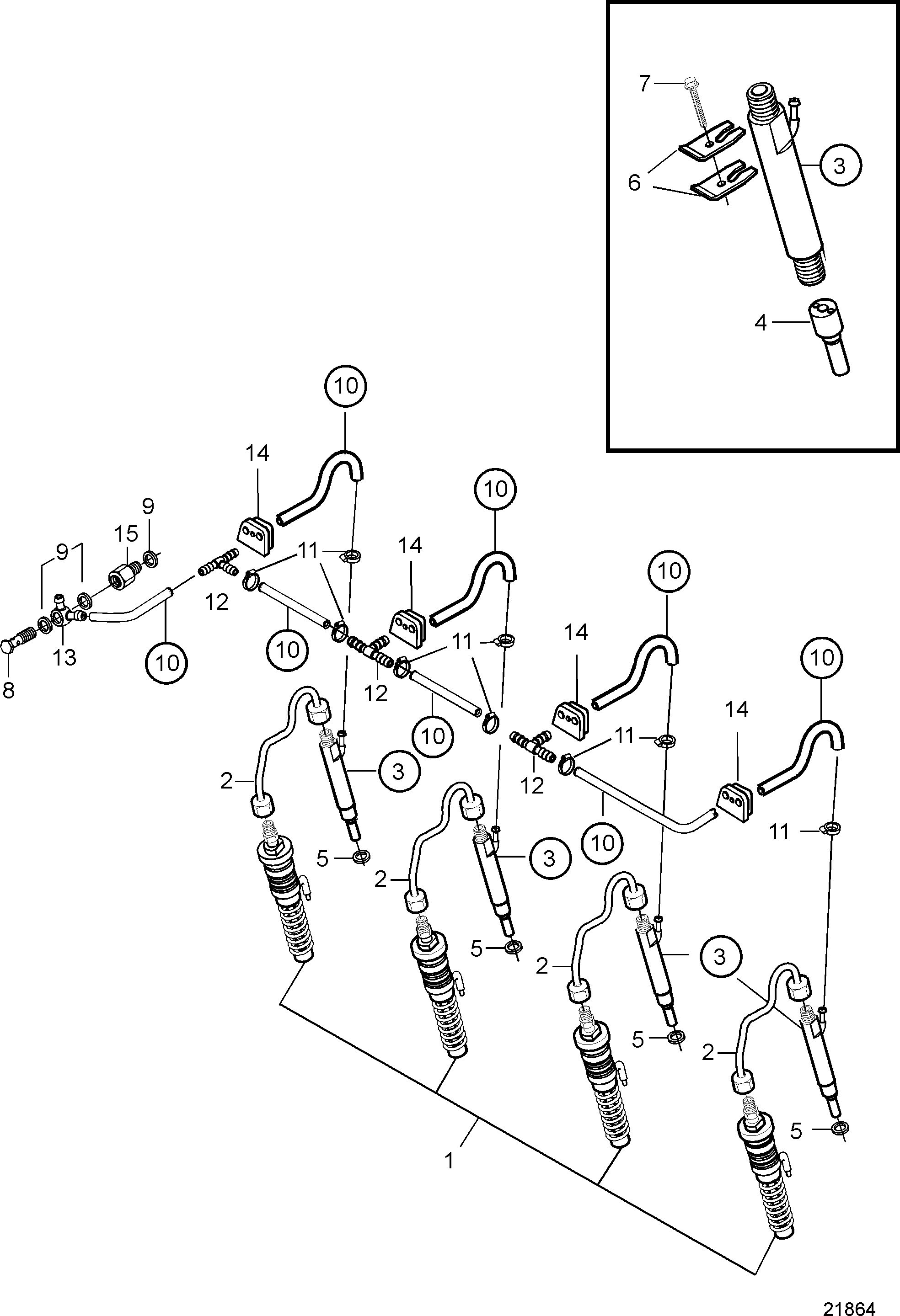 Injecteur de carburant et tuyaux de refoulement. Étape 1, Niveau 1