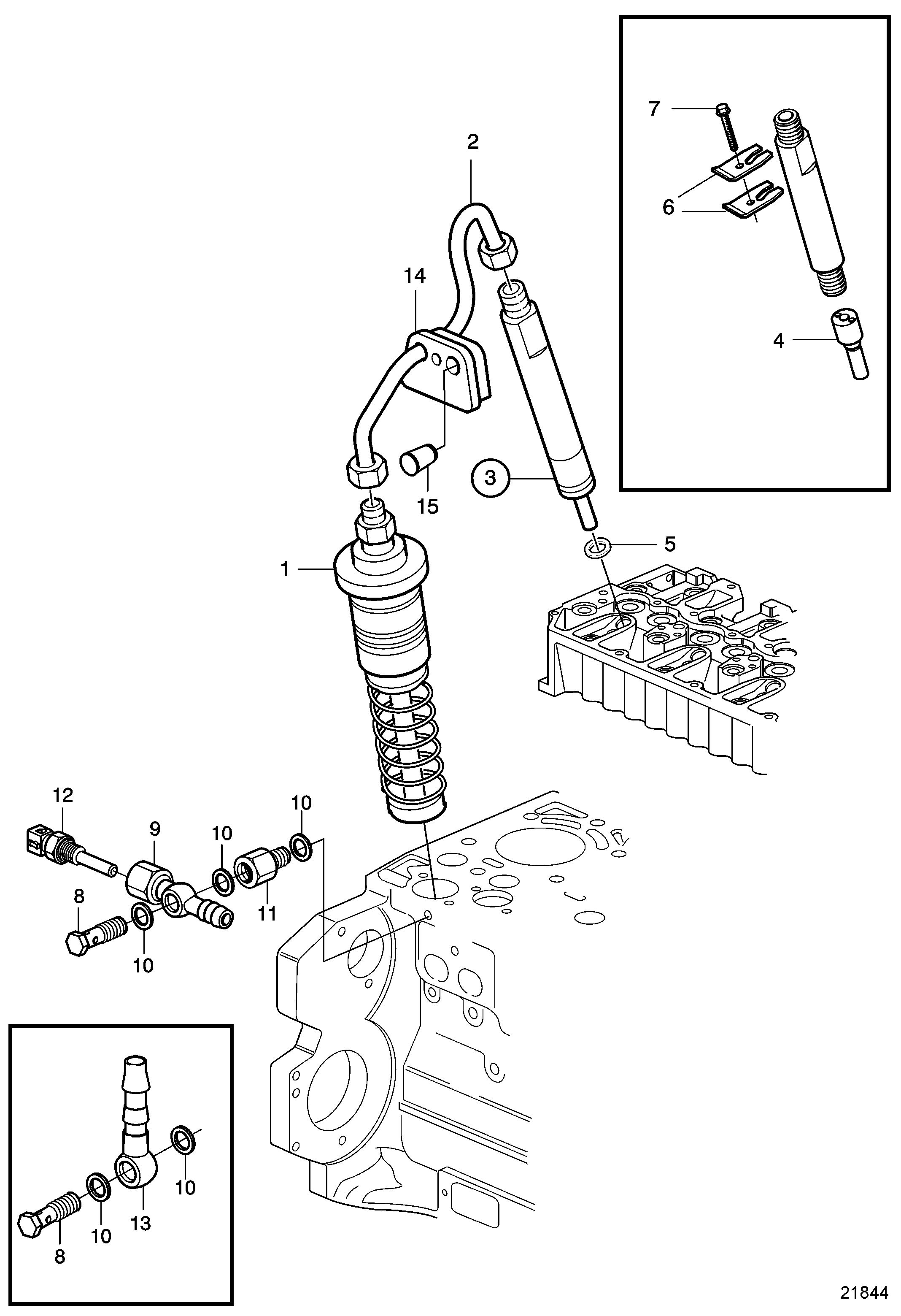 Injecteur de carburant et tuyaux de distribution. Étape 2, niveau 2