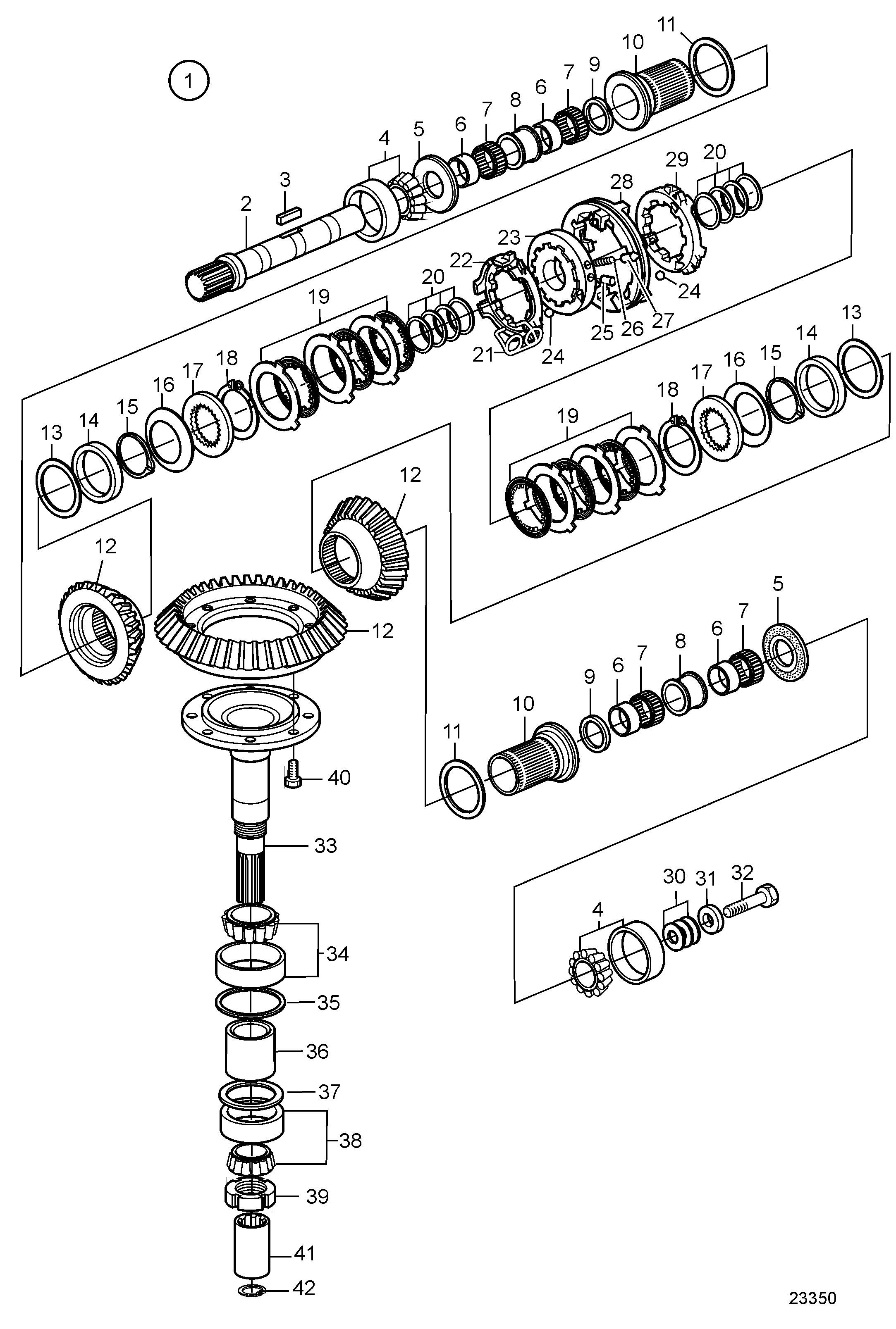 Unité de transmission supérieure Voiliers Unité de transmission MS25S, MS25SR, Composants