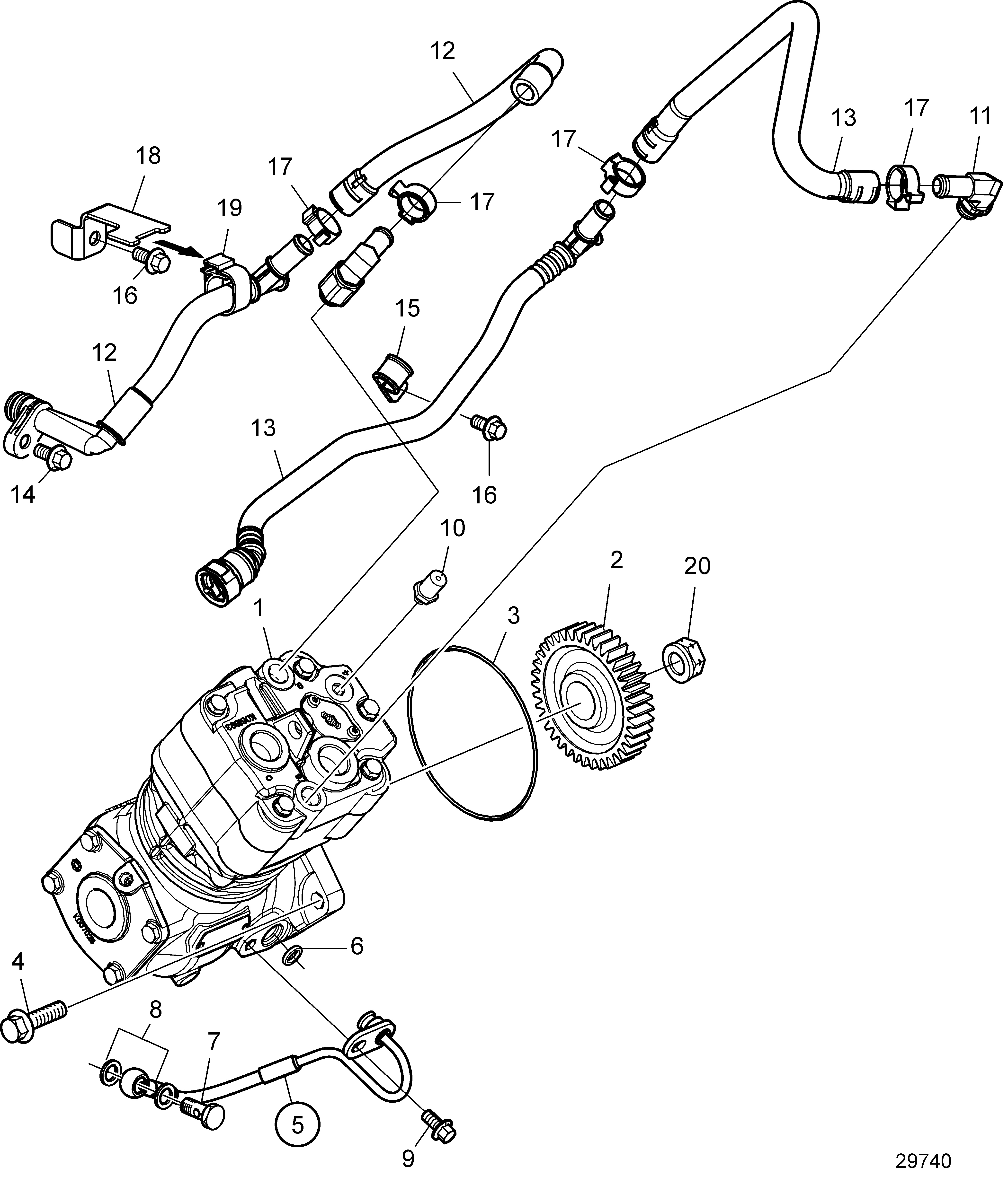 Compresseur d'air 360 cc KNORR 1 cyl