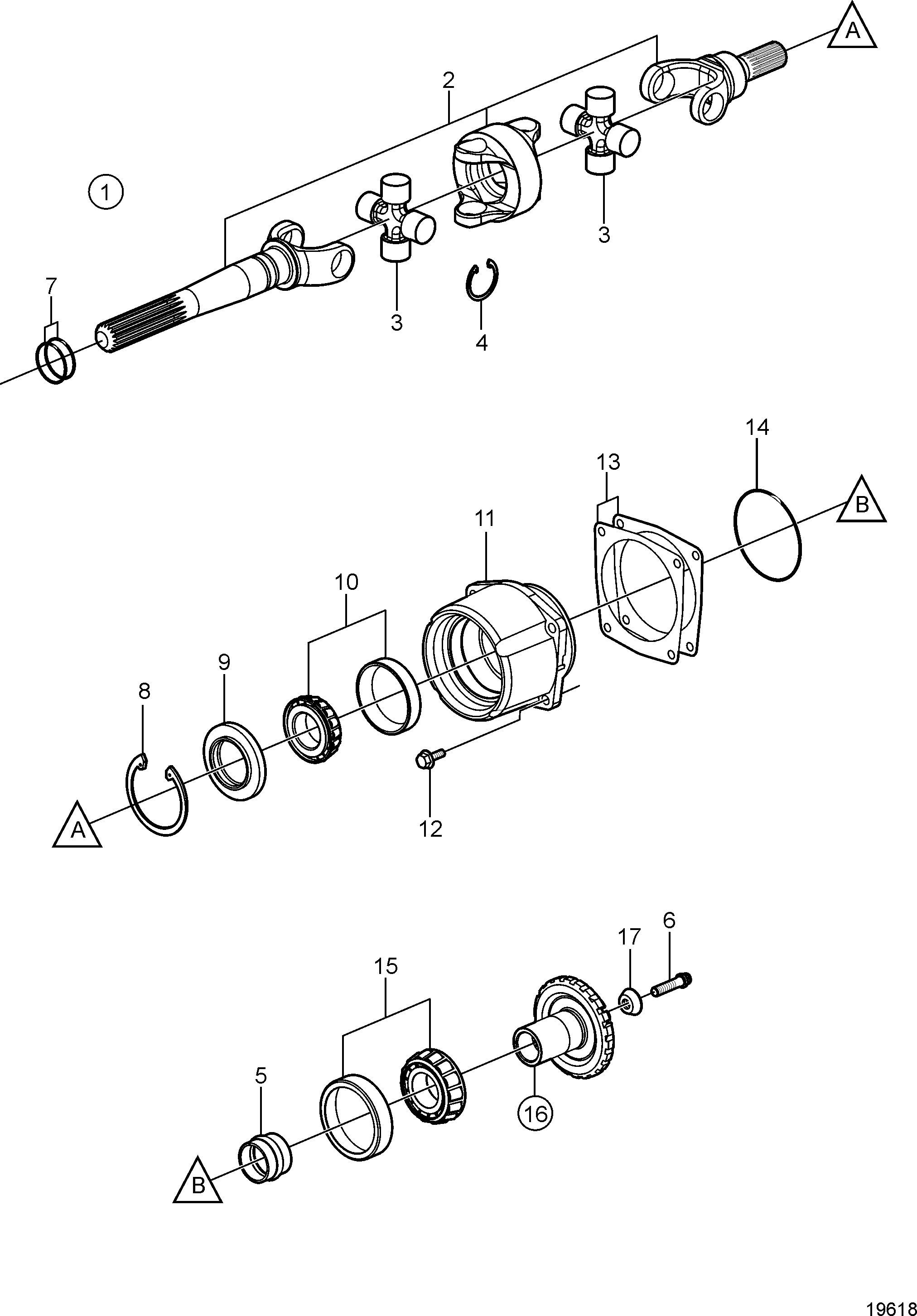 Porte-palier et cardan, GKN