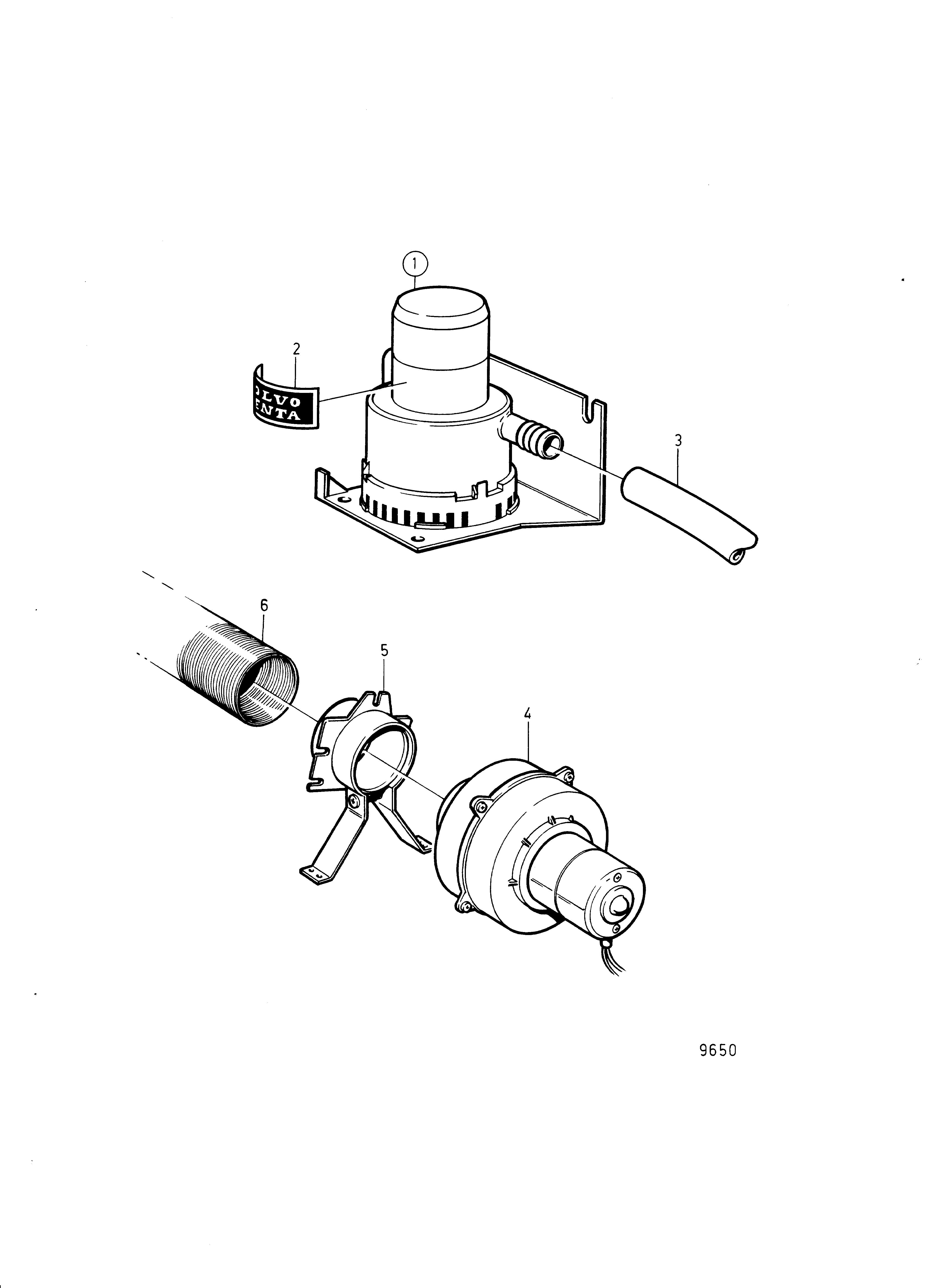 Pompe de cale. Ventilateur du compartiment moteur