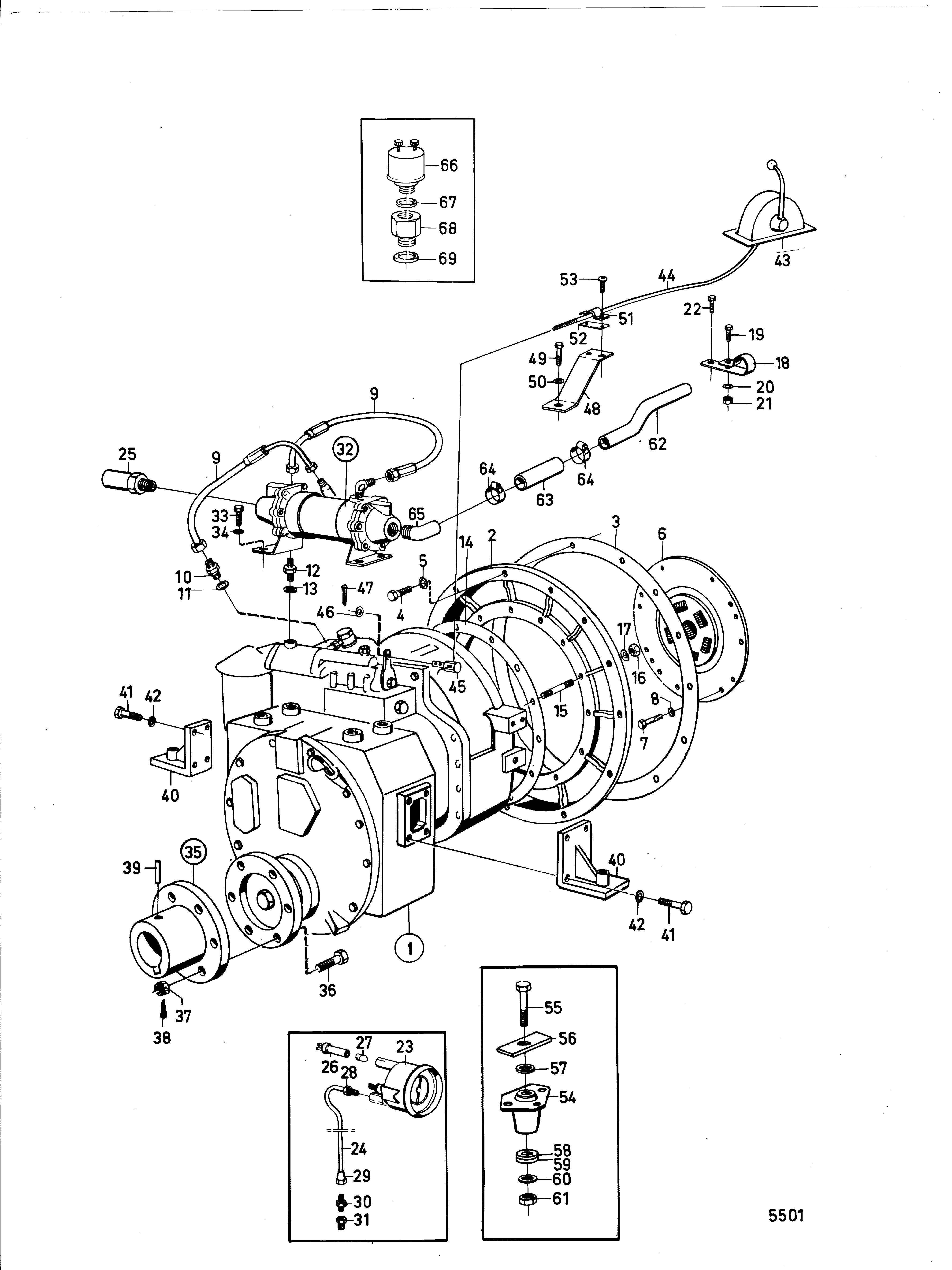 Marche arrière SCG MRF 350 avec composants d’installation