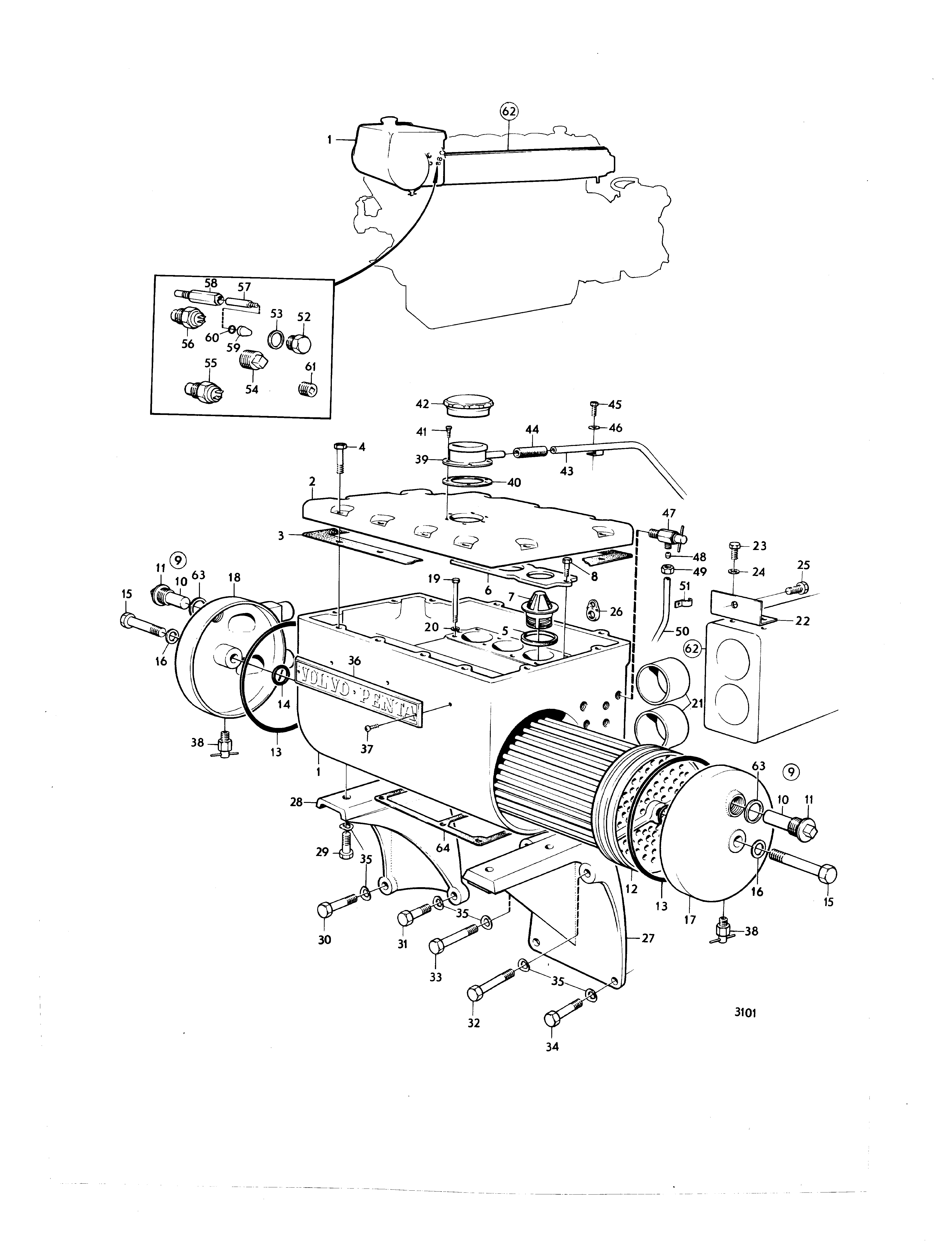 Échangeur de température et thermostat, avec pièces de montage
