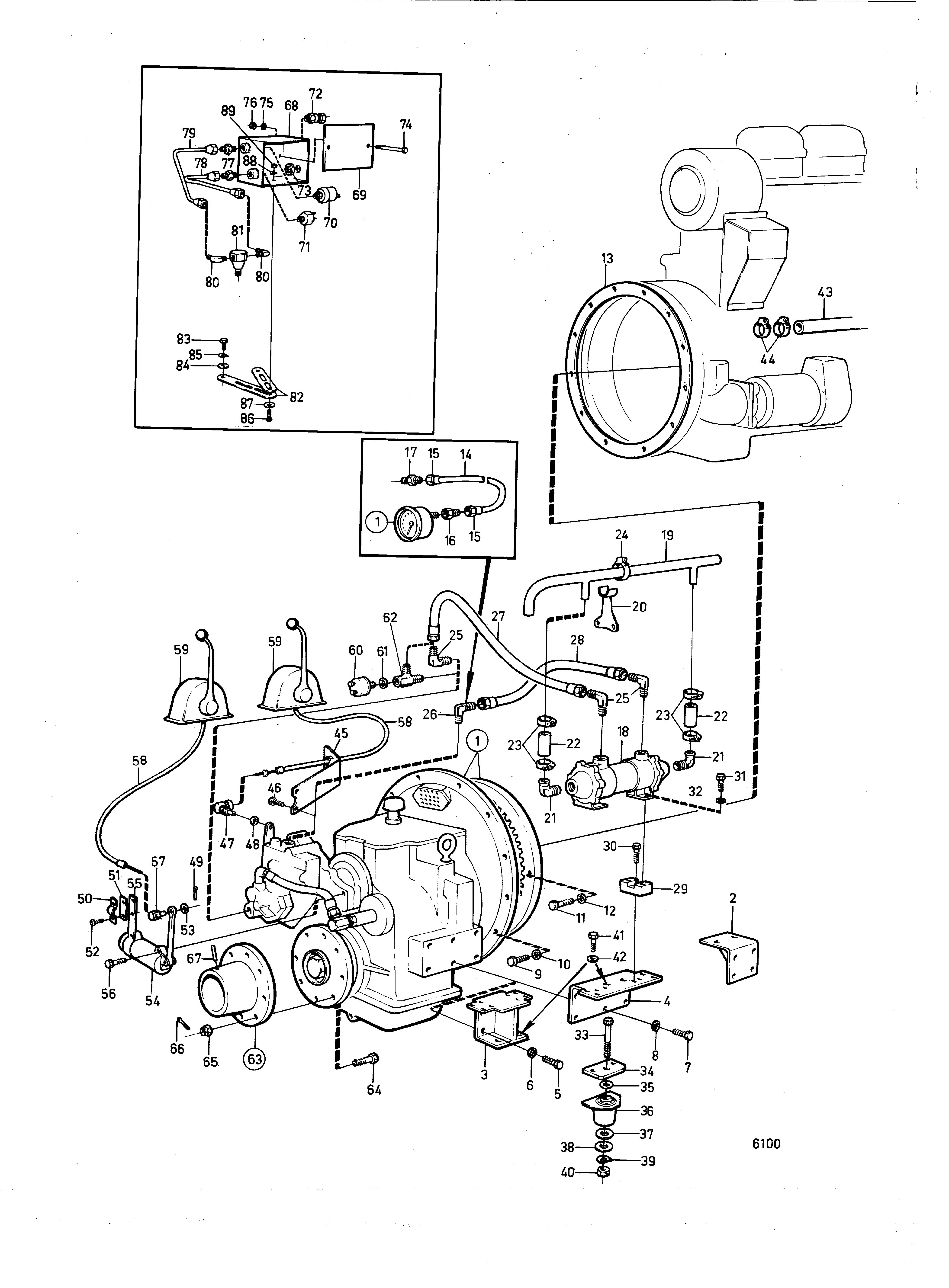 Inverseur Twin Disc MG509 avec pièces de montage, moteur classifié