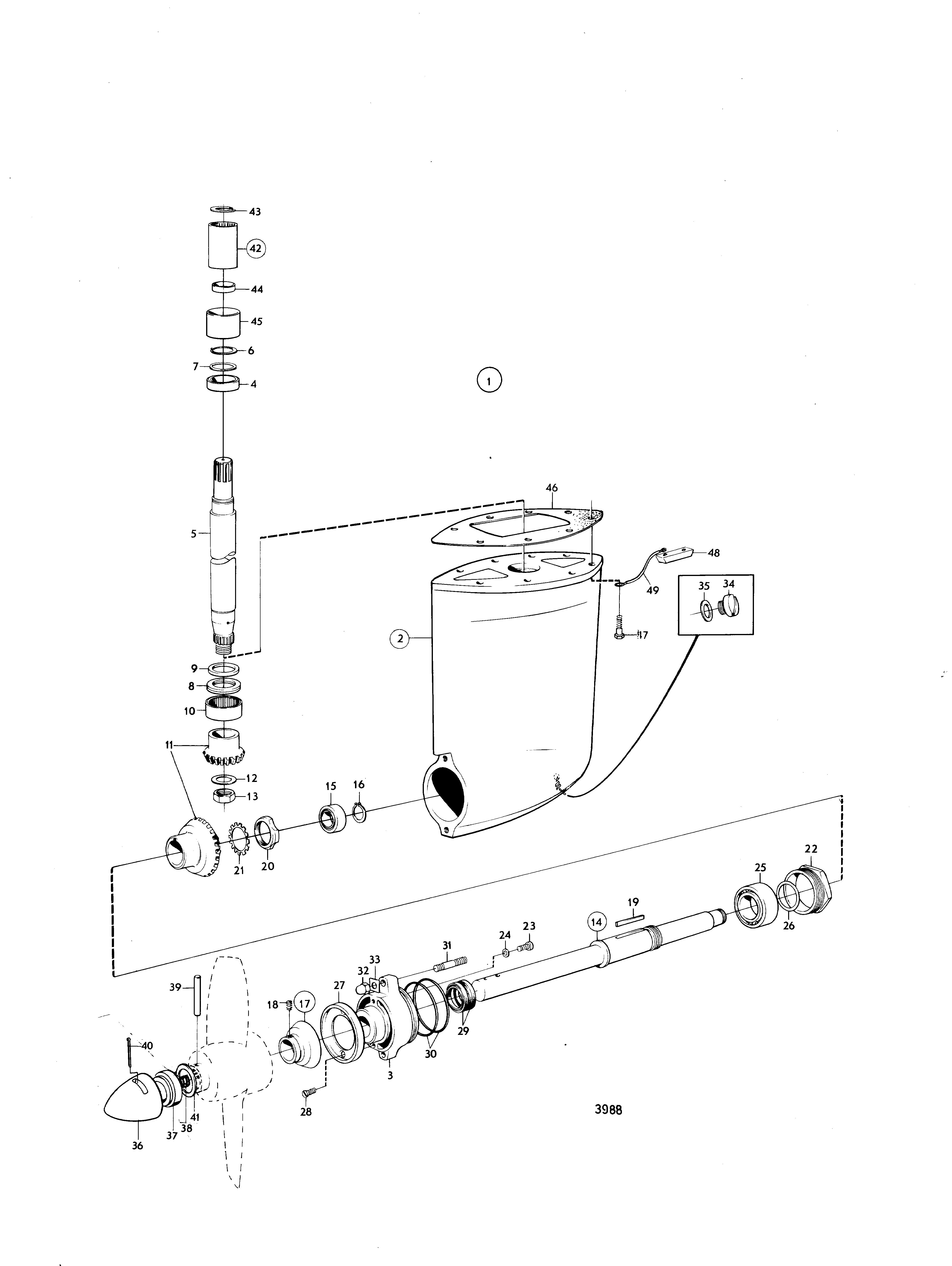 Engrenage inférieur Unité de commande de voilier 100S