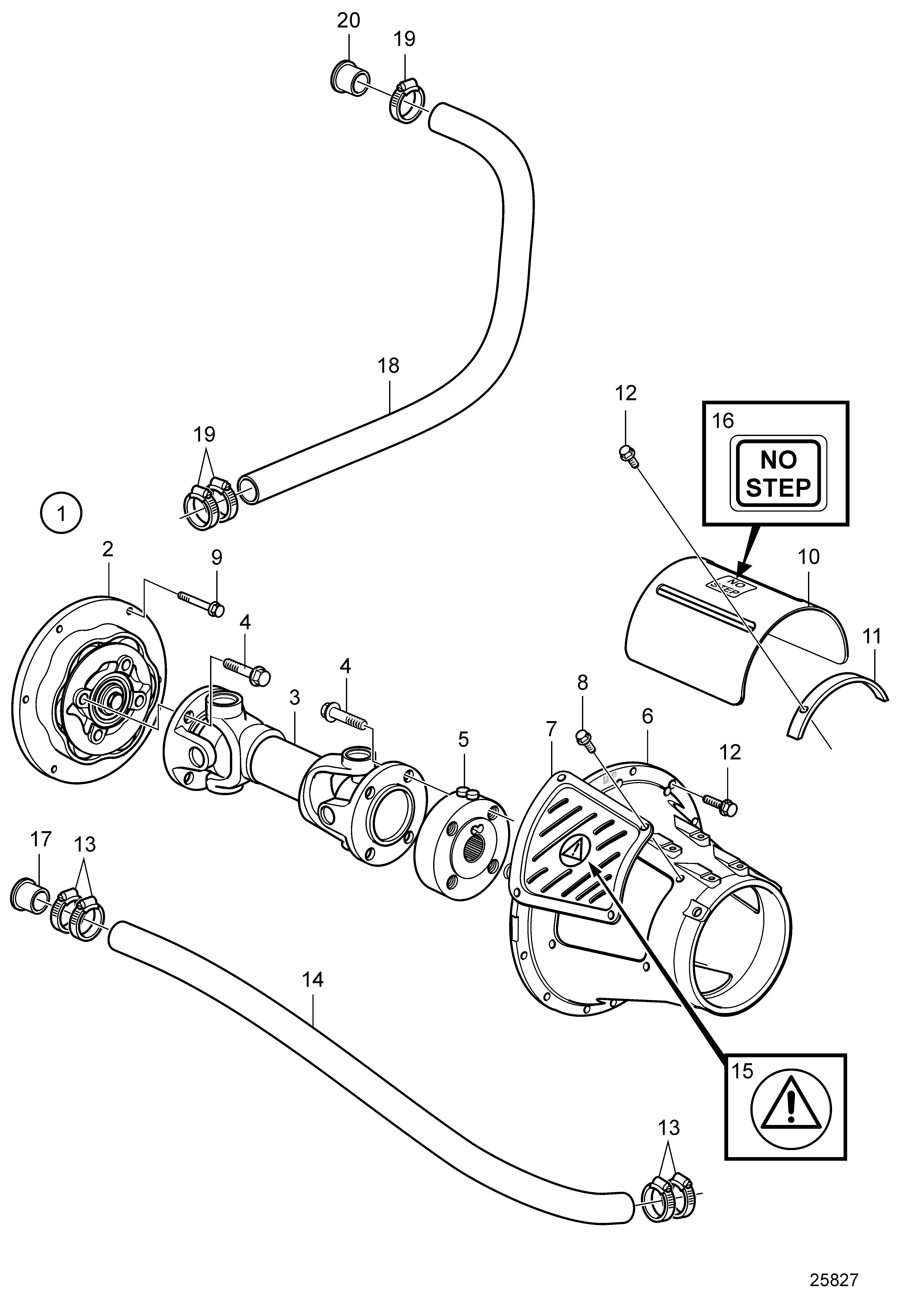 Composants de connexion IPS A-F, arbre jack et boîtier, longueur 335mm
