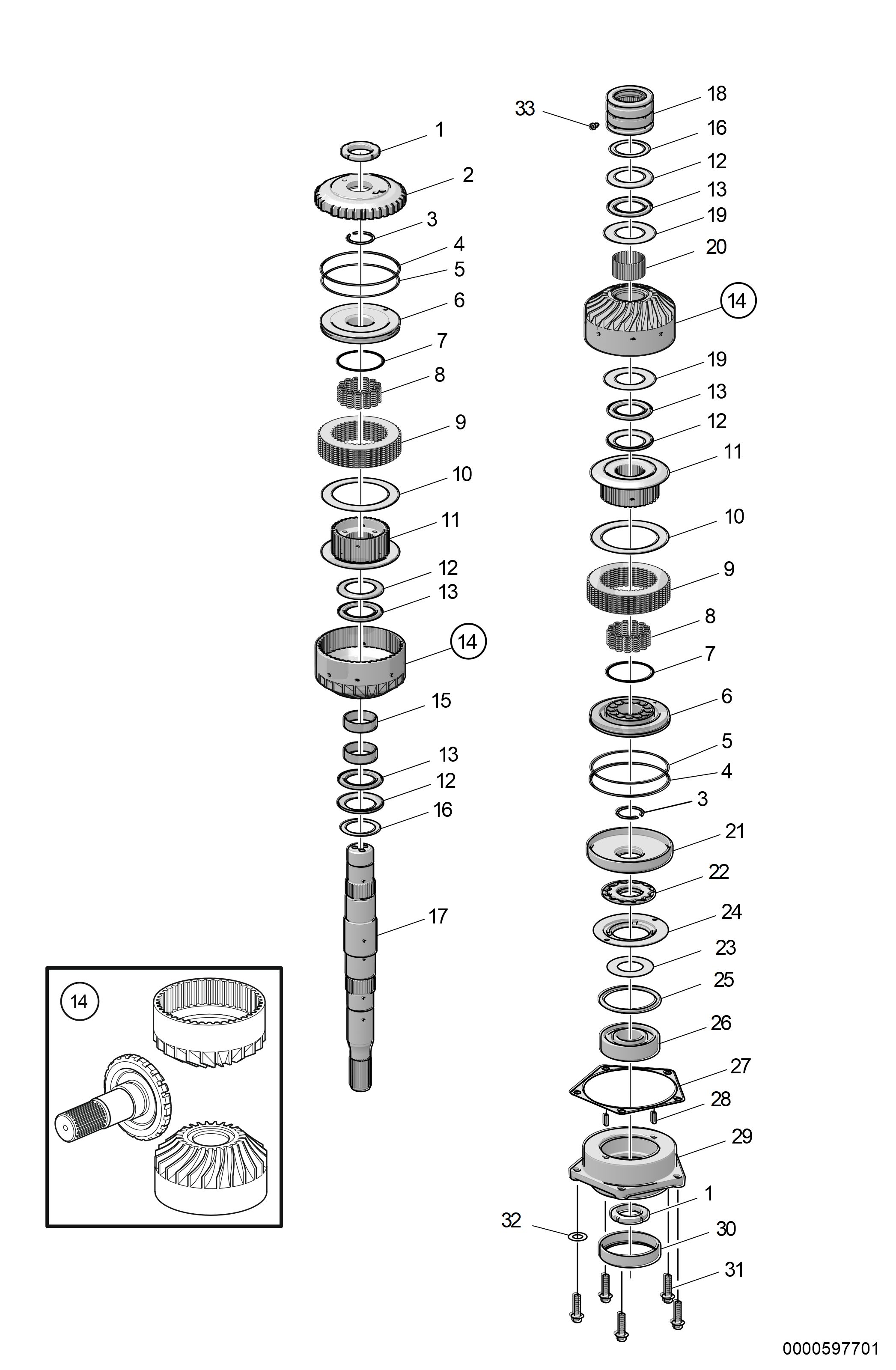 Jeu d’engrenage supérieur et arbre