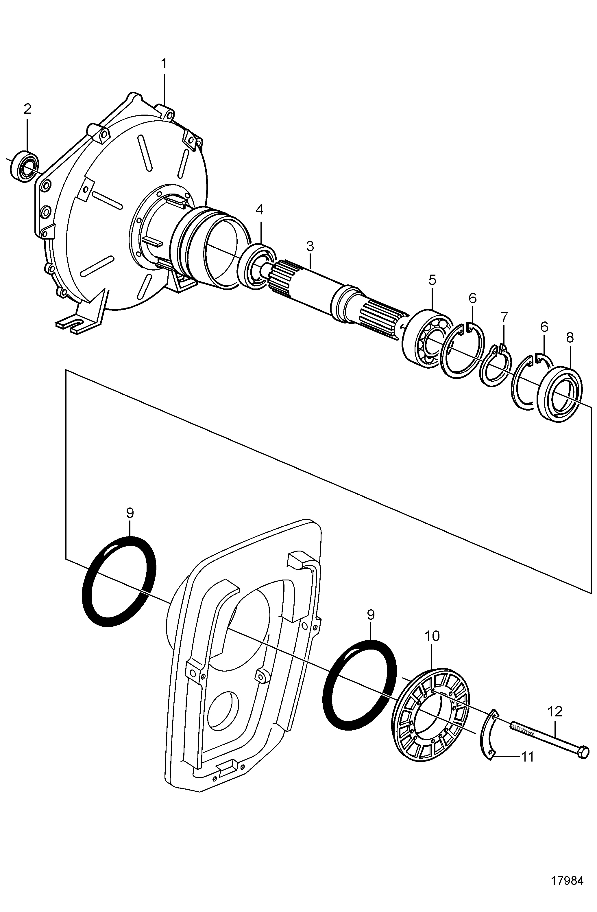 Carter de volant moteur et arbre primaire
