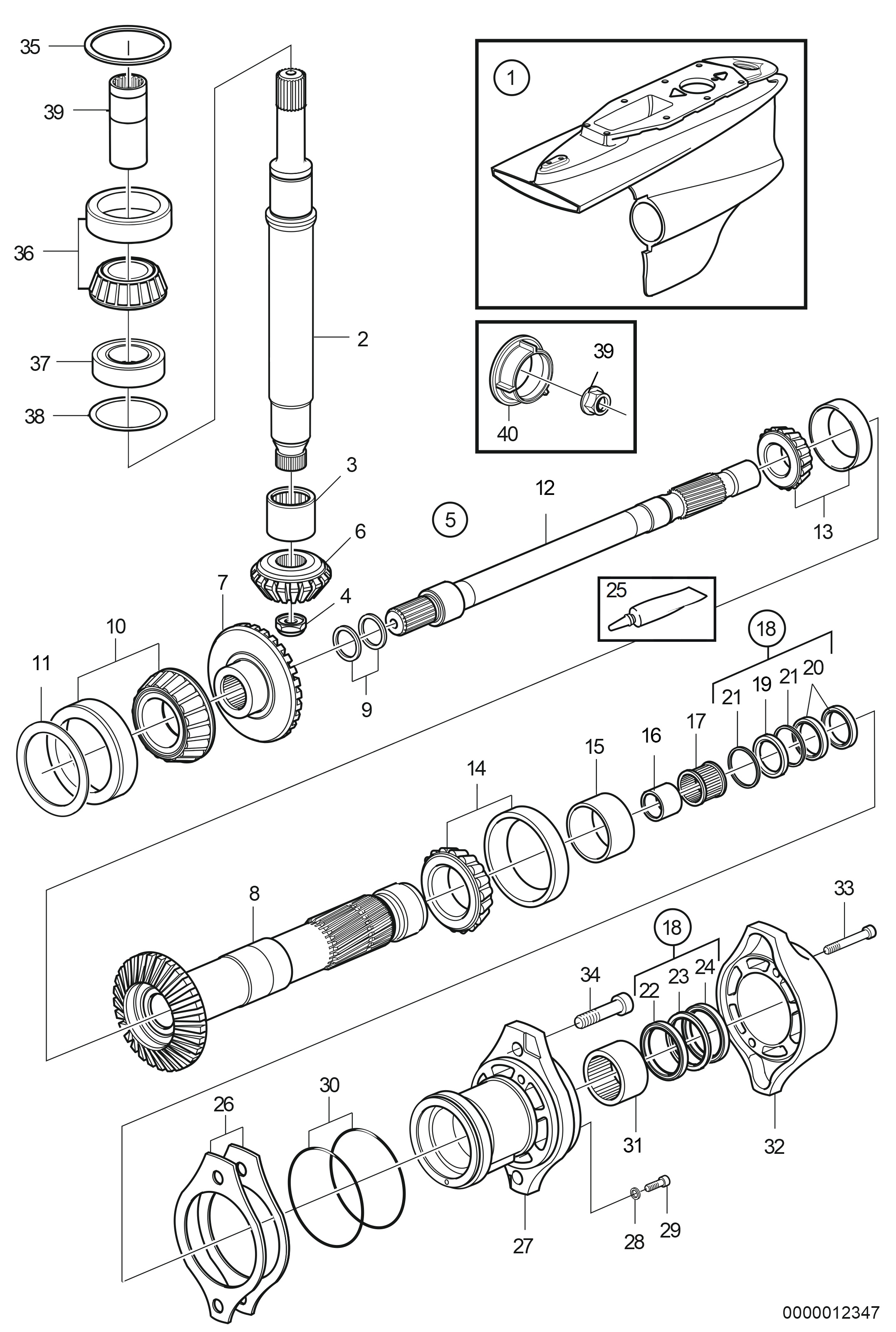Arbre d’entraînement et boîtier de roulement