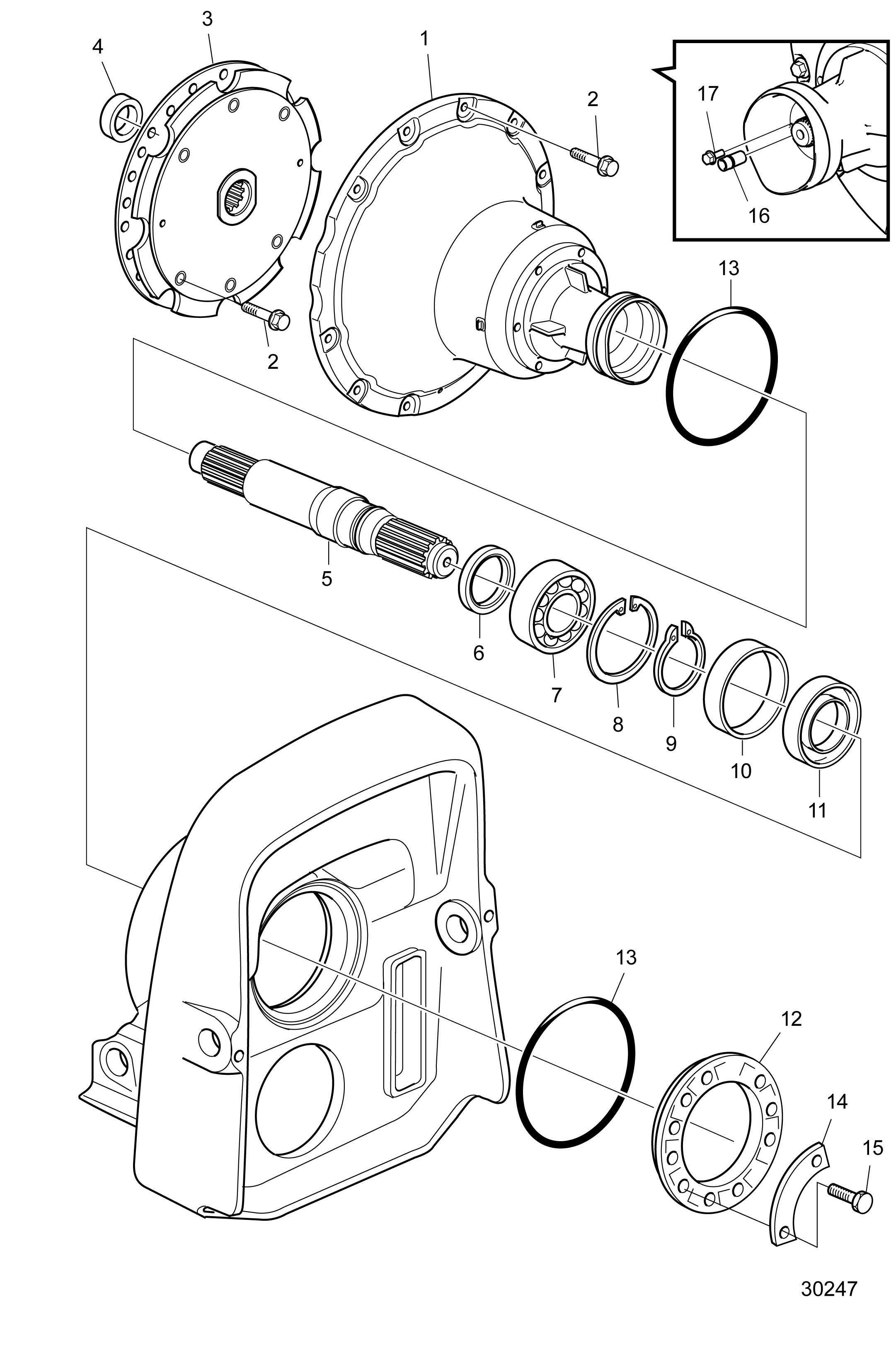 Boîtier de volant d’inertie et arbre primaire, étendu SN3020295797-, DPH-D1