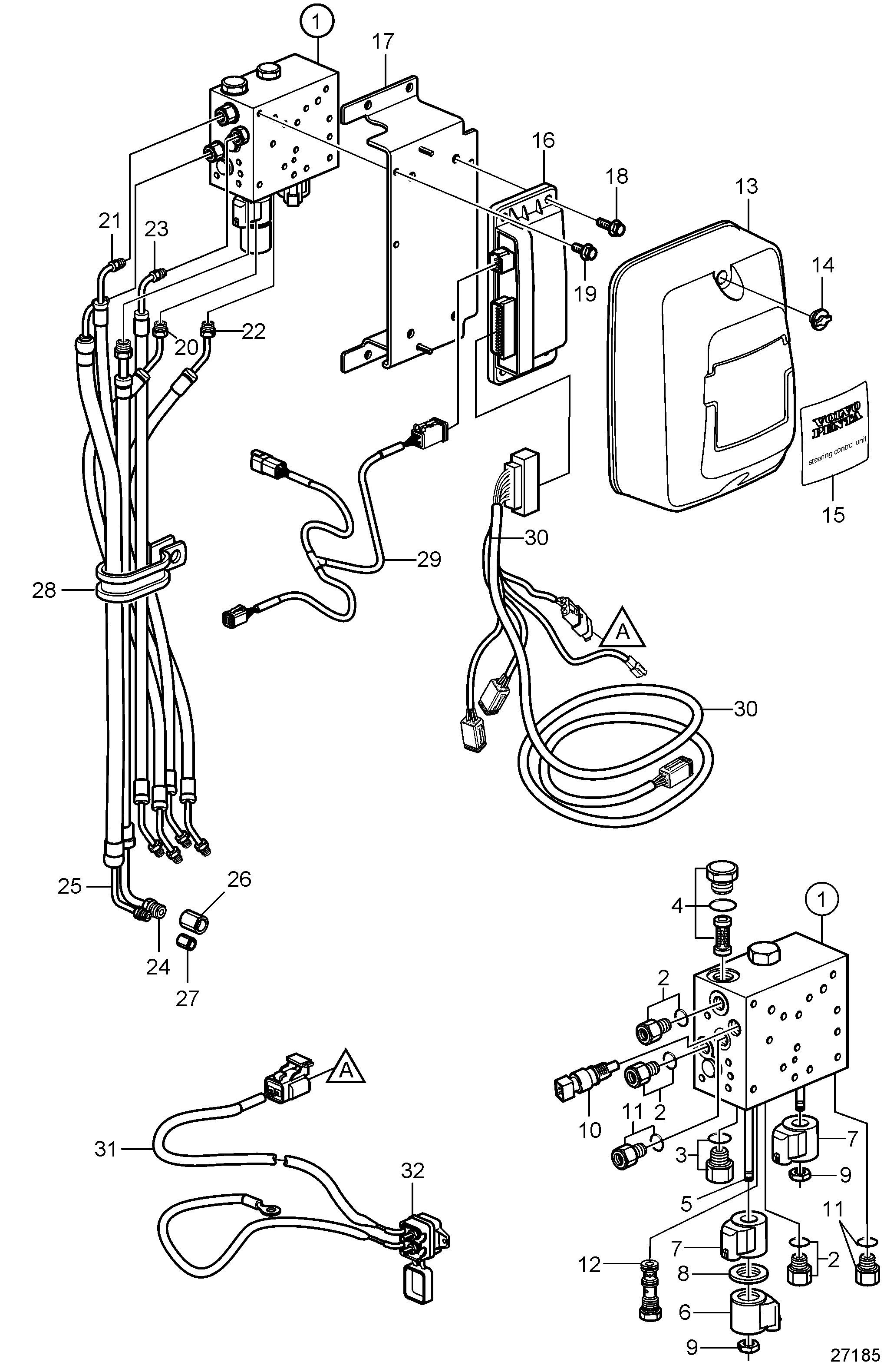 Système de manette joystick sterndrive. SN-A164229