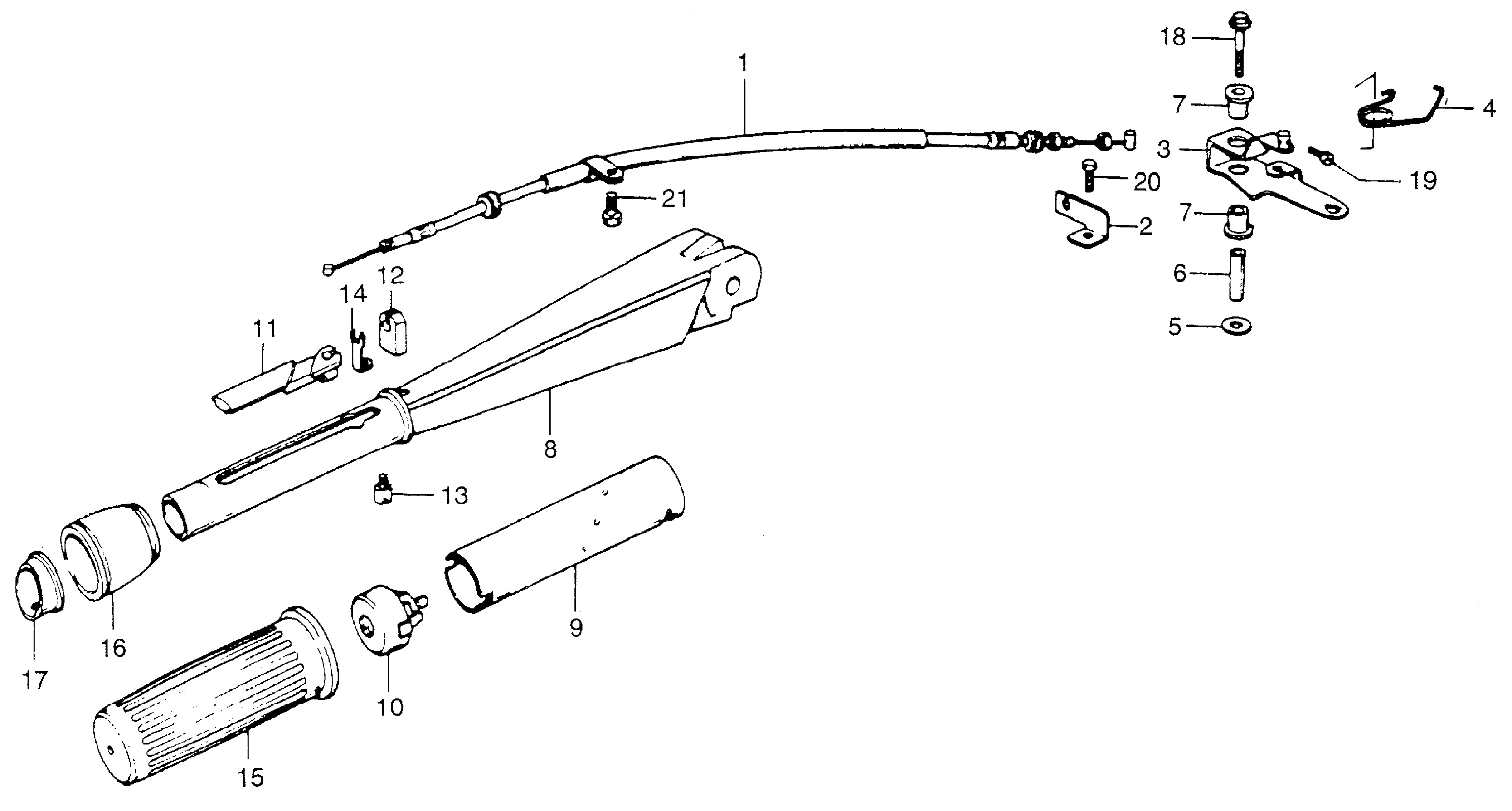 GUIDON + CÂBLE D'ACCÉLÉRATEUR