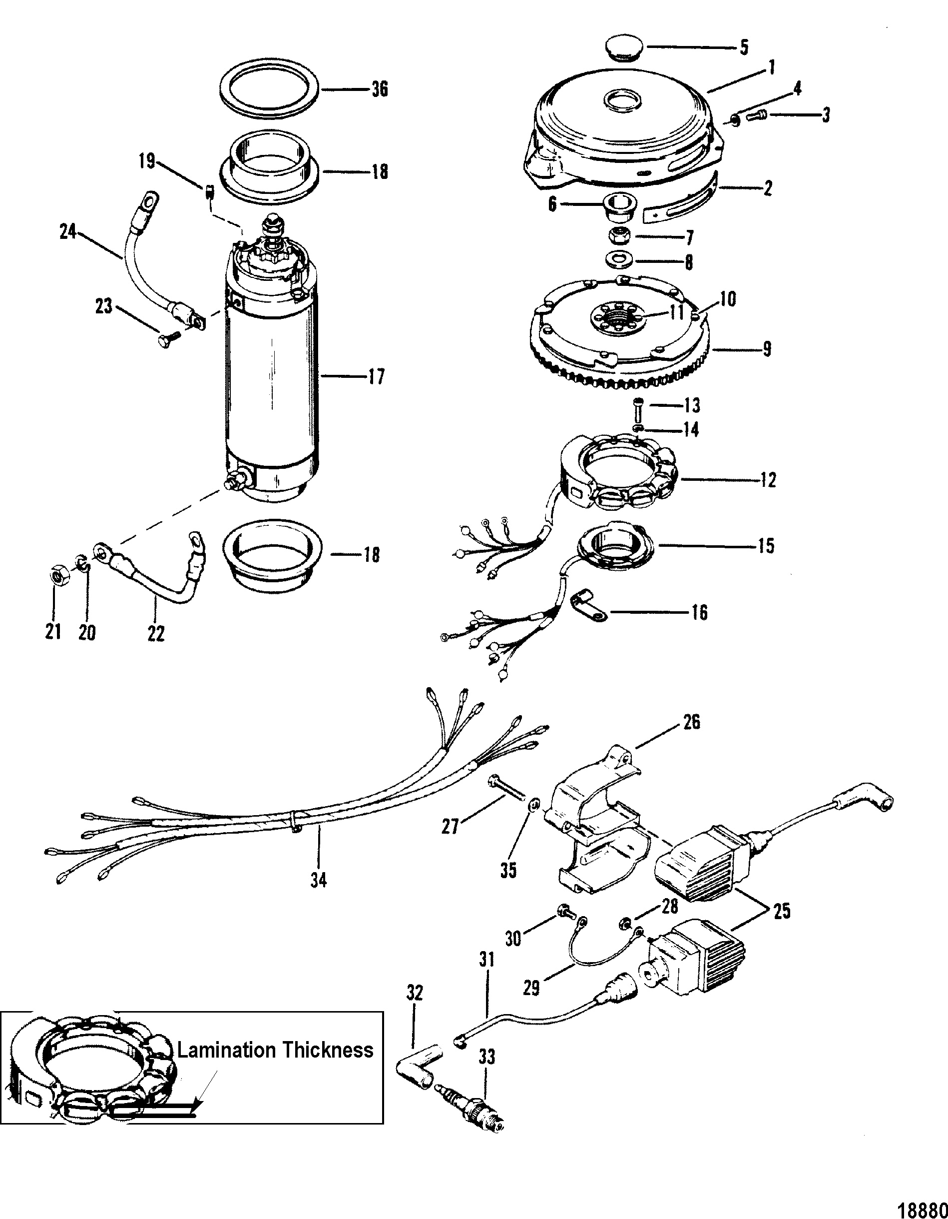 Flywheel, Starter Motor and Ignition Coils