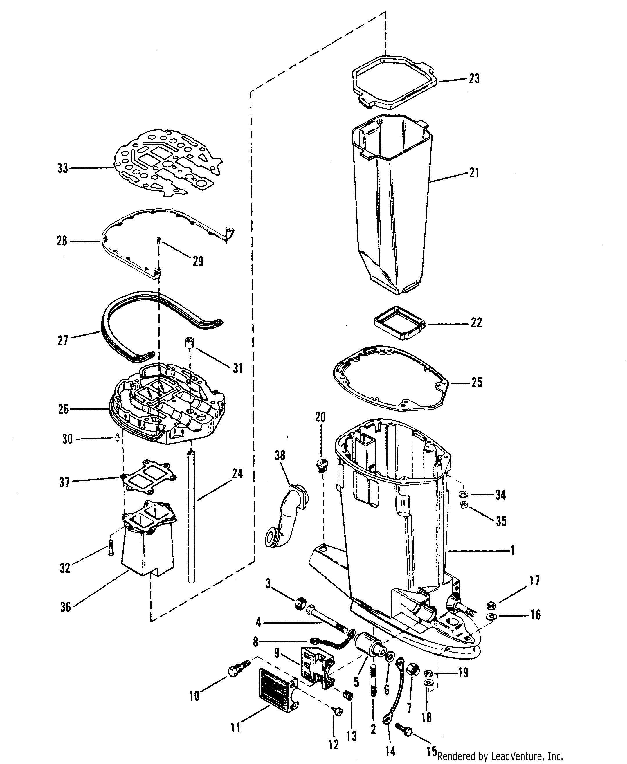 DRIVE SHAFT HOUSING AND EXHAUST TUBE