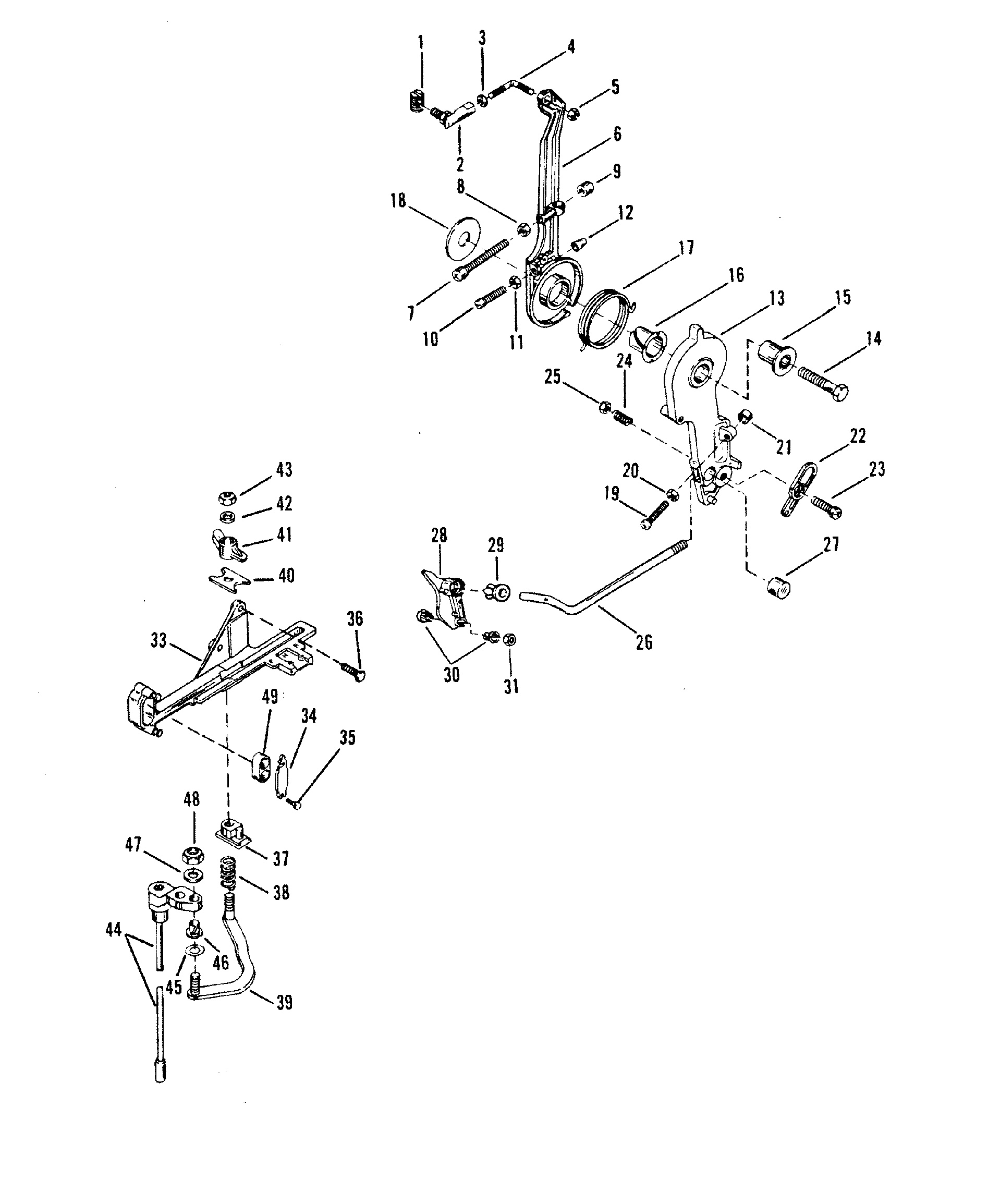 THROTTLE LEVER AND SHIFT SHAFT