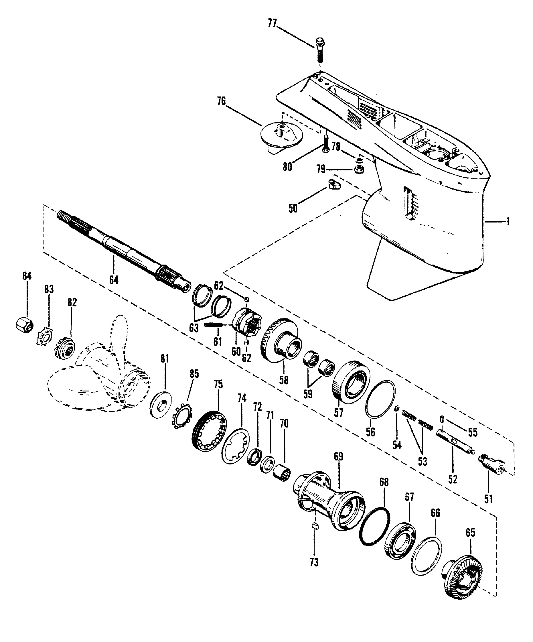 Gear Housing, Propeller Shaft - Without a Driveshaft Nut
