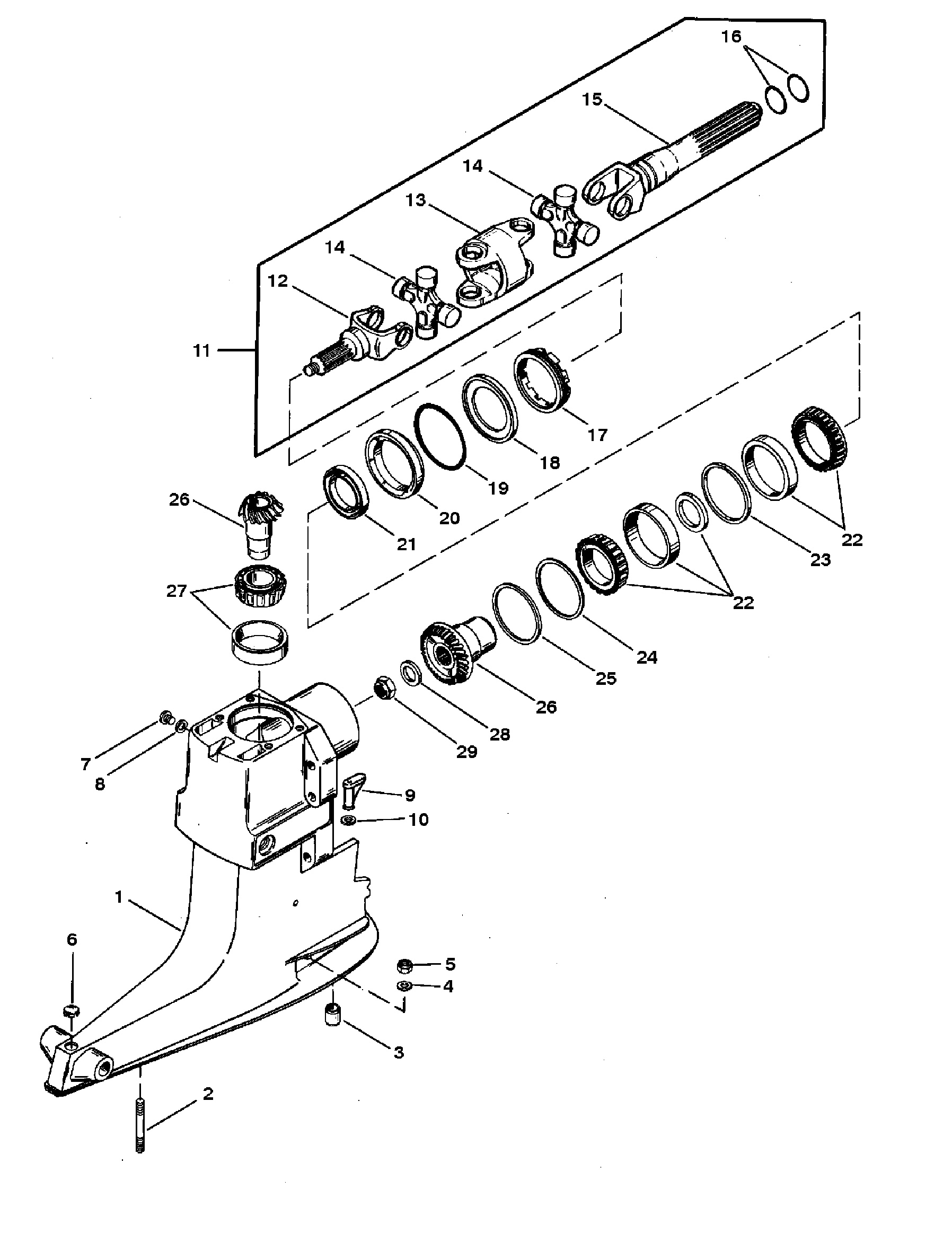 DRIVESHAFT HOUSING AND GEAR ASSY(ALPHA ONE-SS)