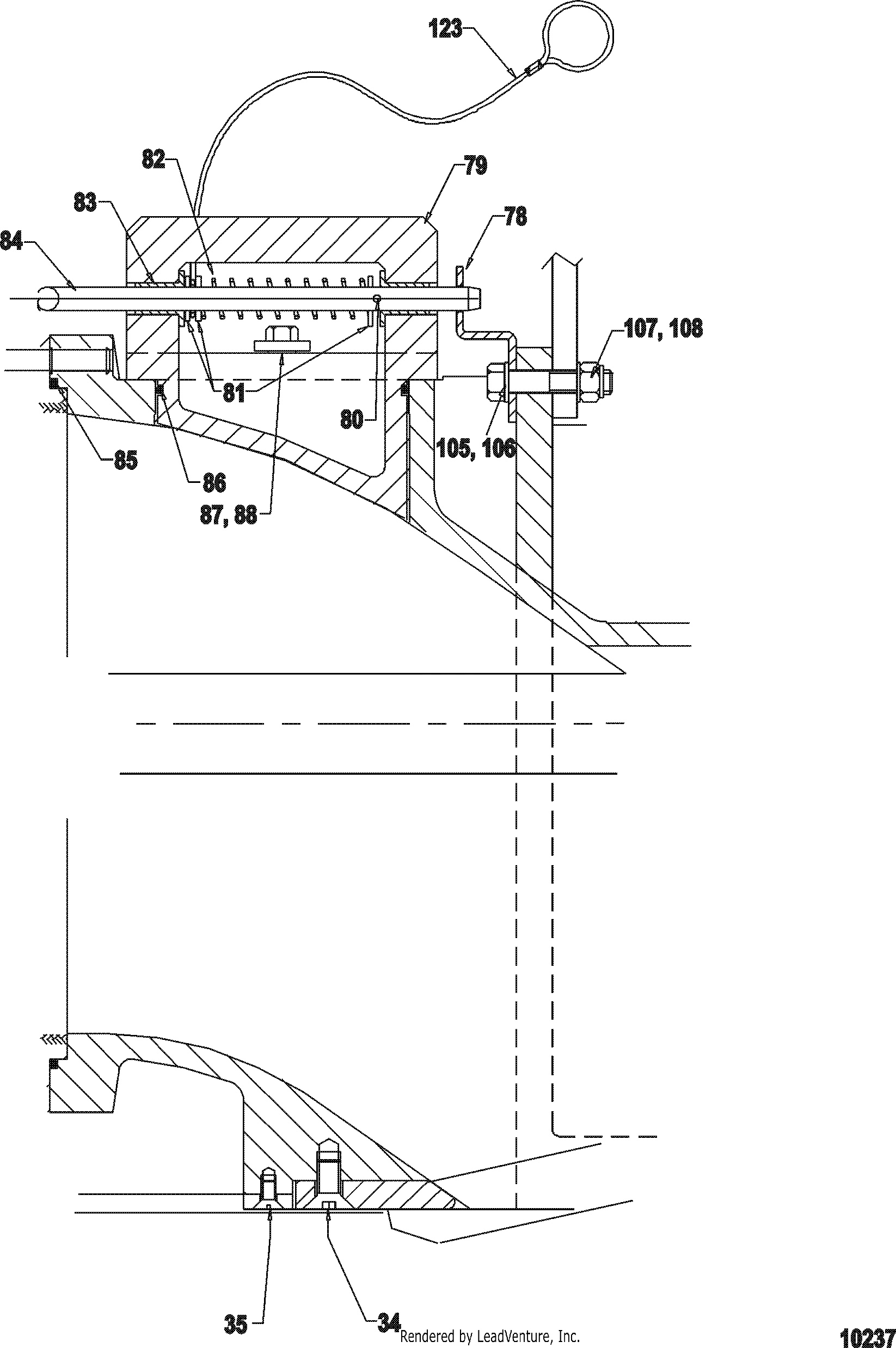 Coperchio di ispezione e piastra di rivestimento (sezione trasversale B)