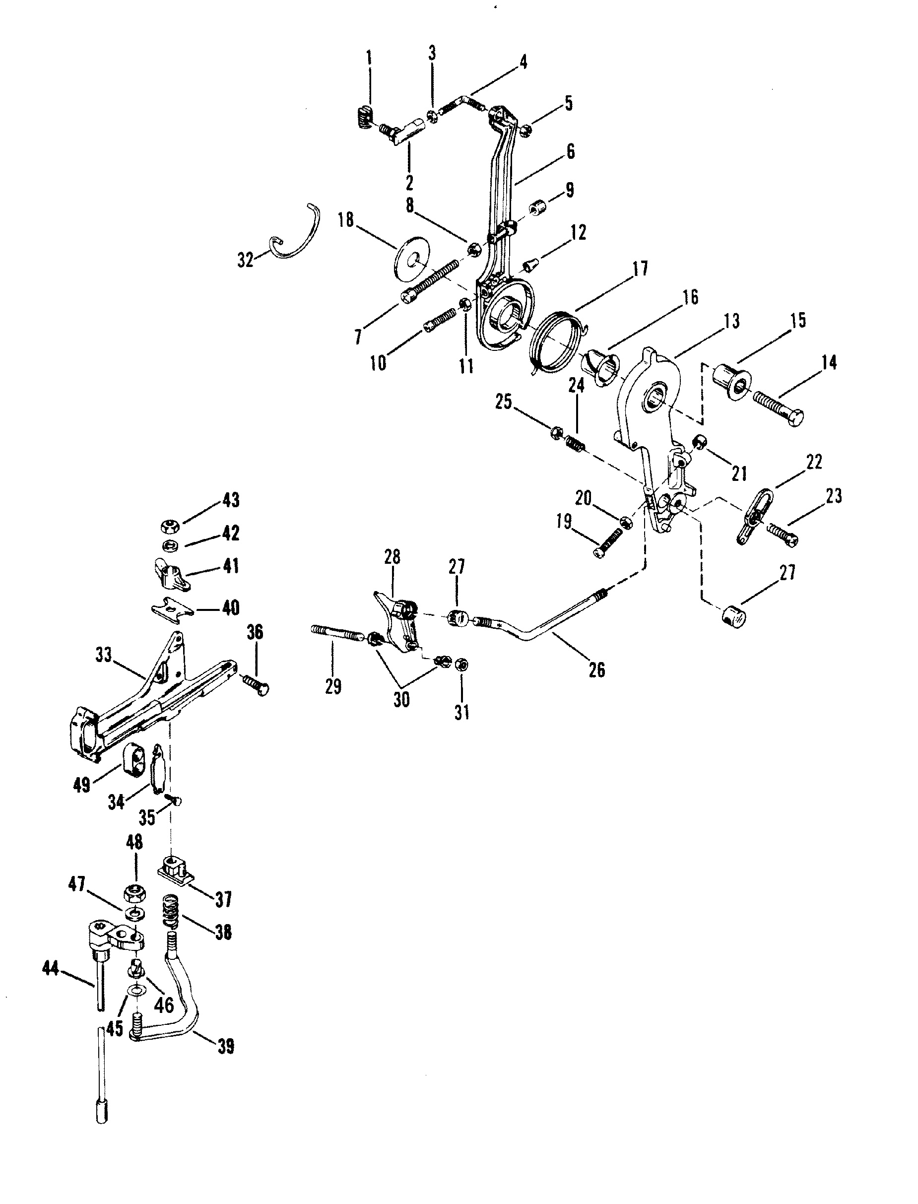 THROTTLE LEVER AND SHIFT SHAFT