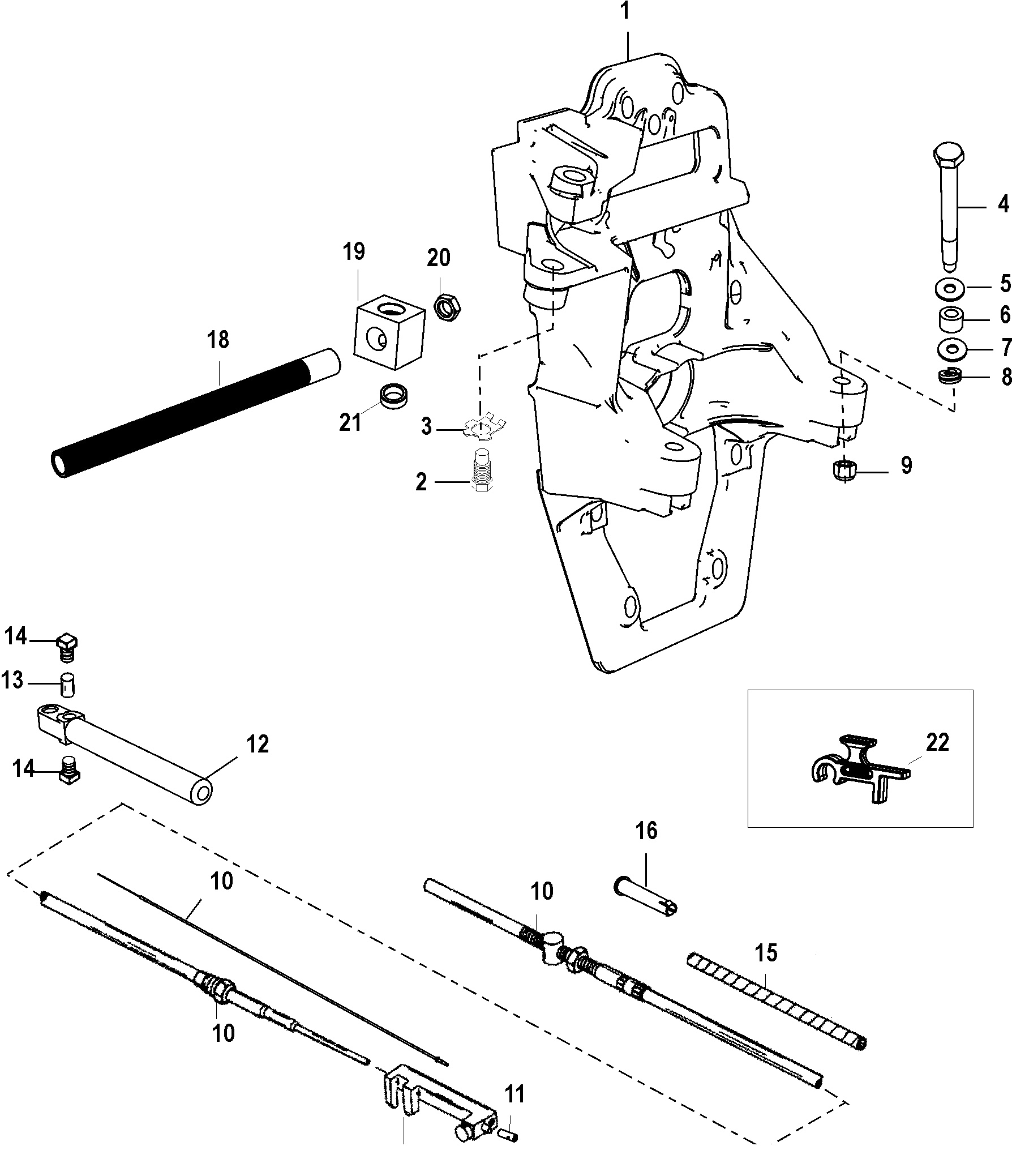 TRANSOM PLATE AND SHIFT CABLE