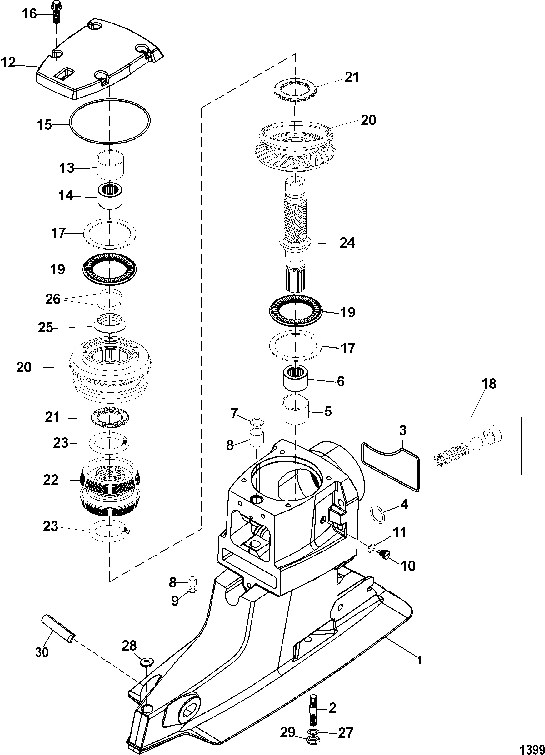 DRIVESHAFT HOUSING AND DRIVE GEARS(STANDARD)