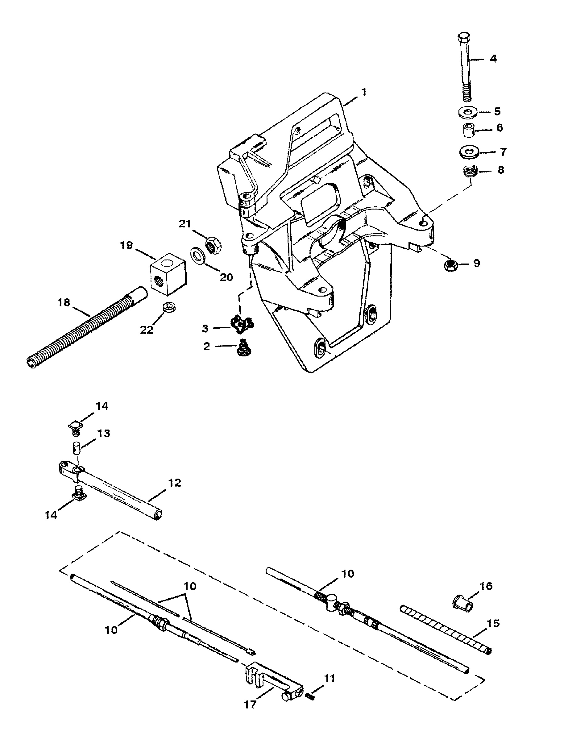 TRANSOM PLATE AND SHIFT CABLE